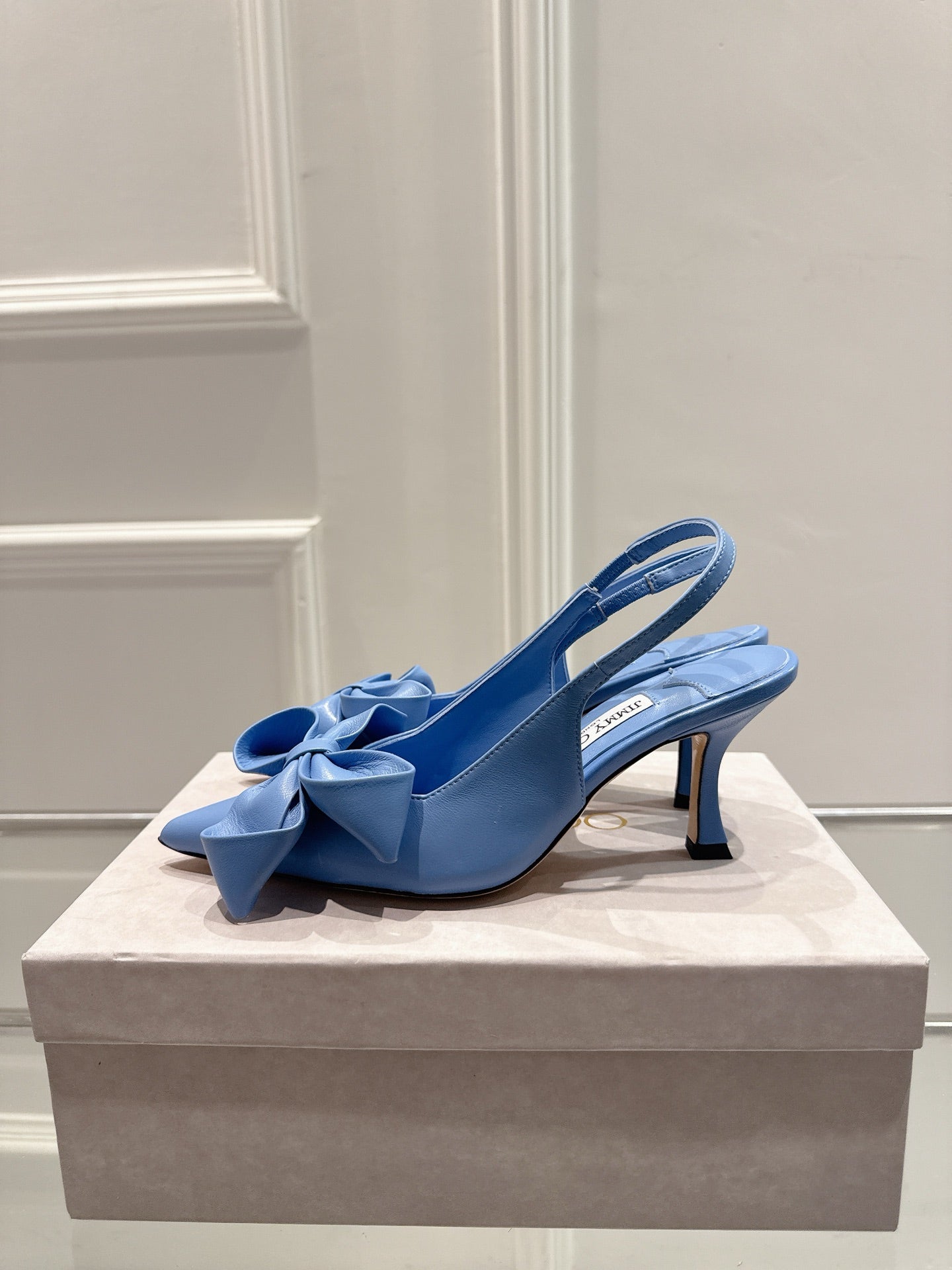 Jimmy Staz Slingback 70mm Dusty Blue Sheepskin 422443