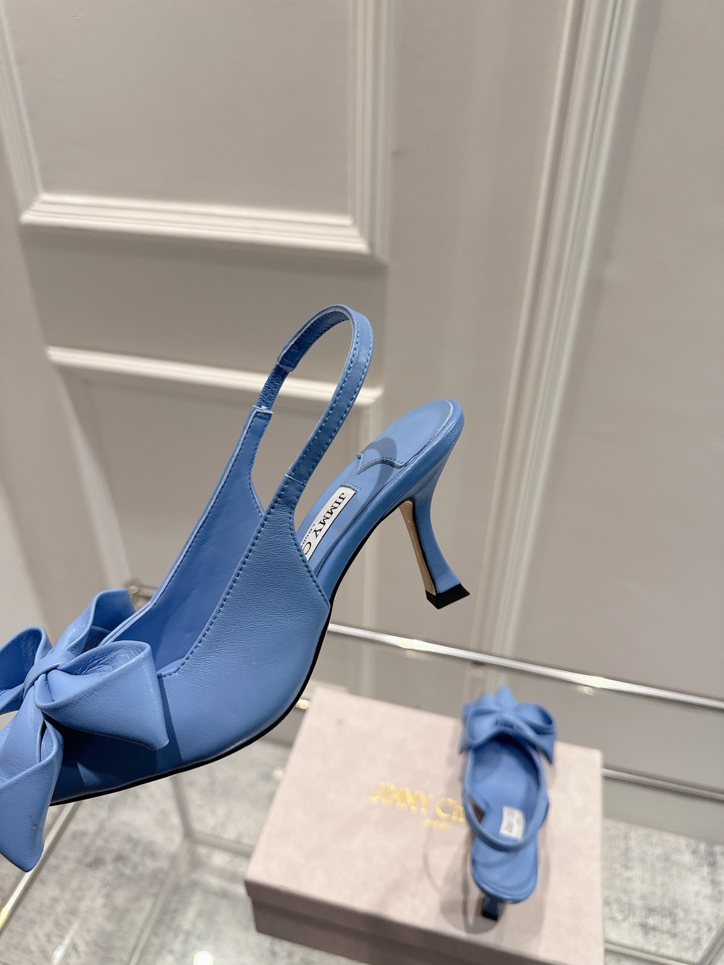 Jimmy Staz Slingback 70mm Dusty Blue Sheepskin 422443
