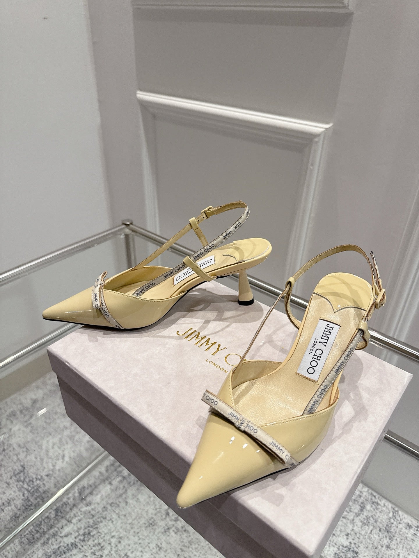 Jimmy Camila Pumps 65mm Beige Patent Leather 422446
