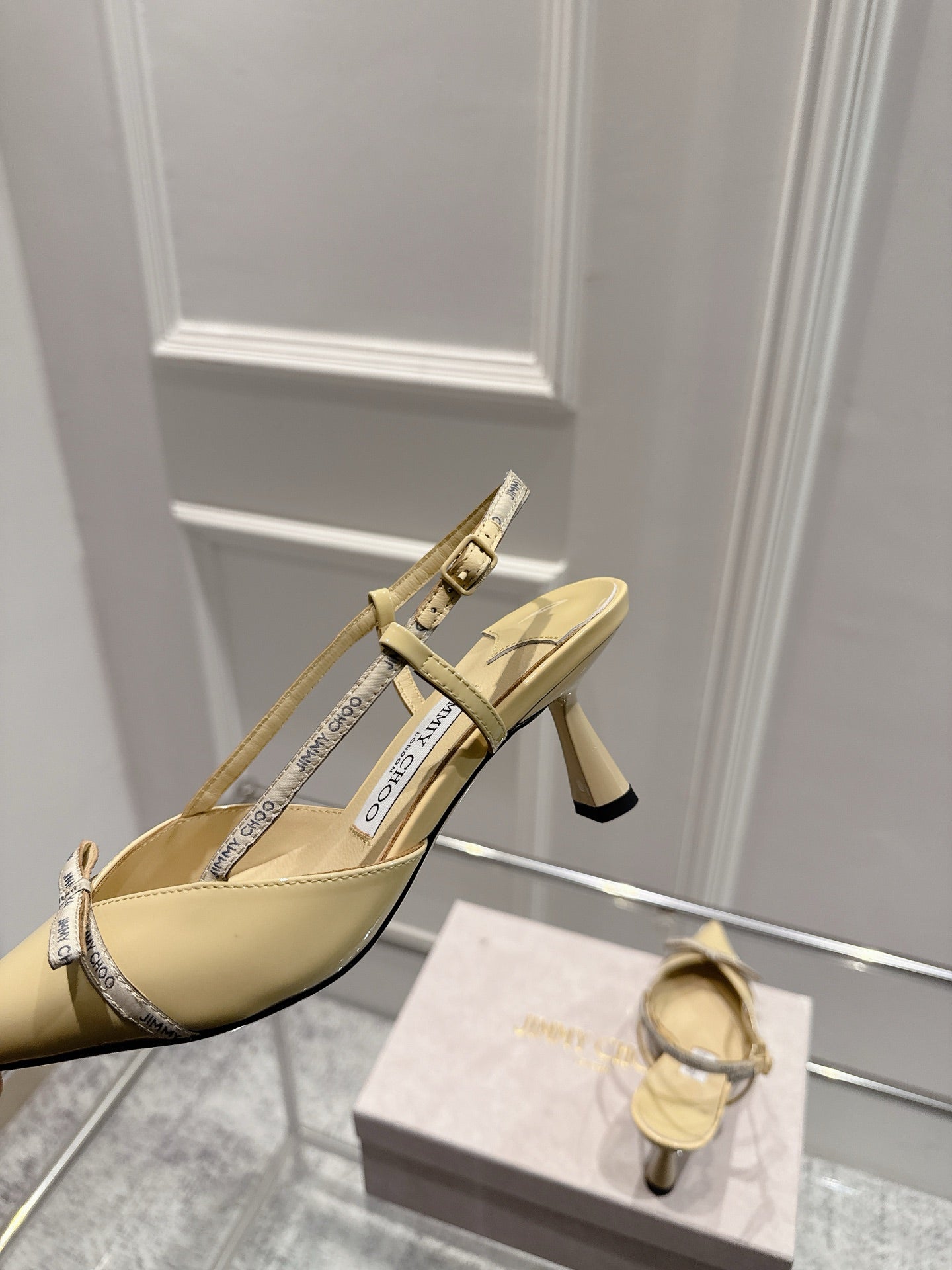 Jimmy Camila Pumps 65mm Beige Patent Leather 422446