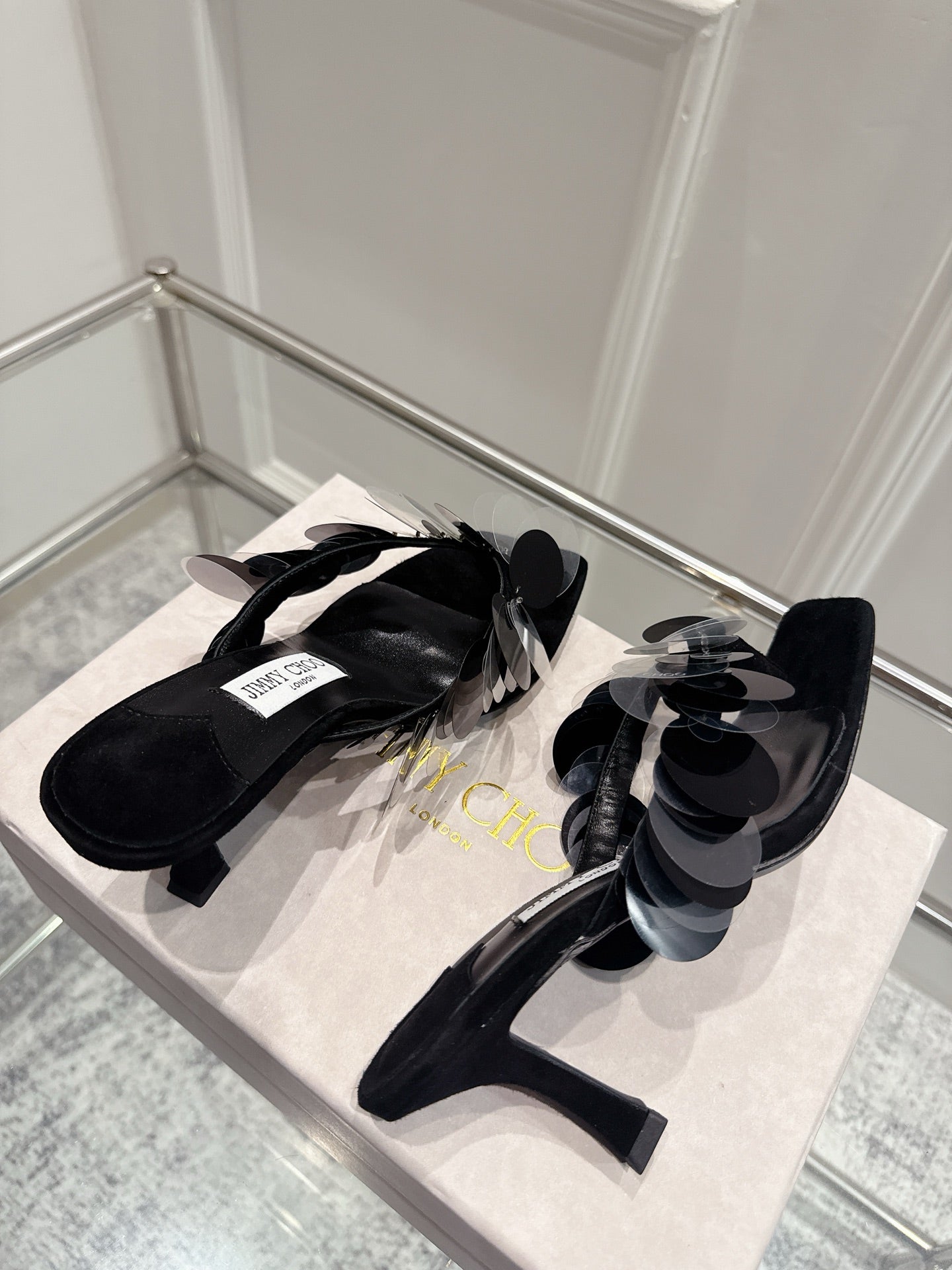 Jimmy Freia Mule 70mm Black Suede 422448
