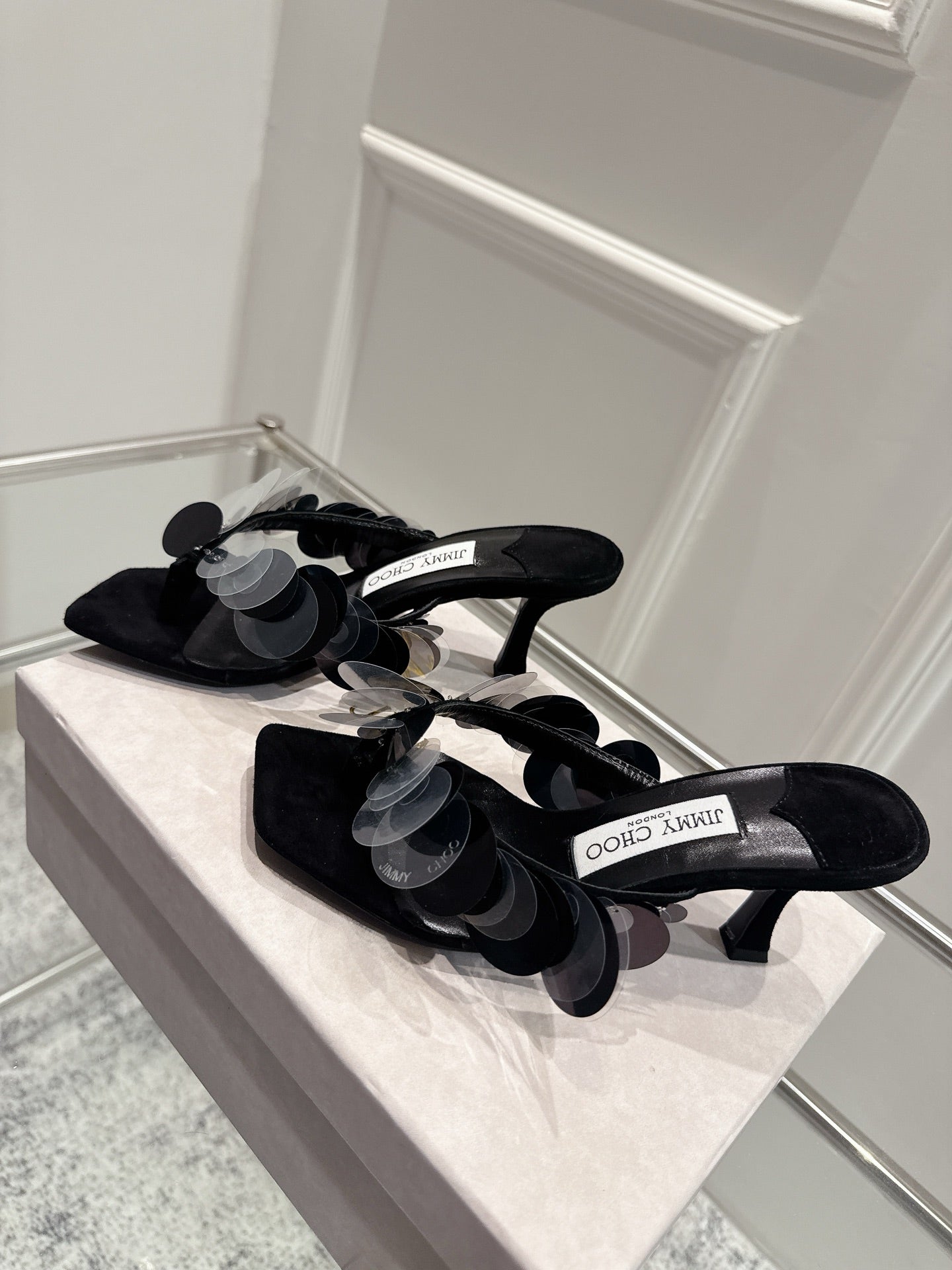 Jimmy Freia Mule 70mm Black Suede 422448