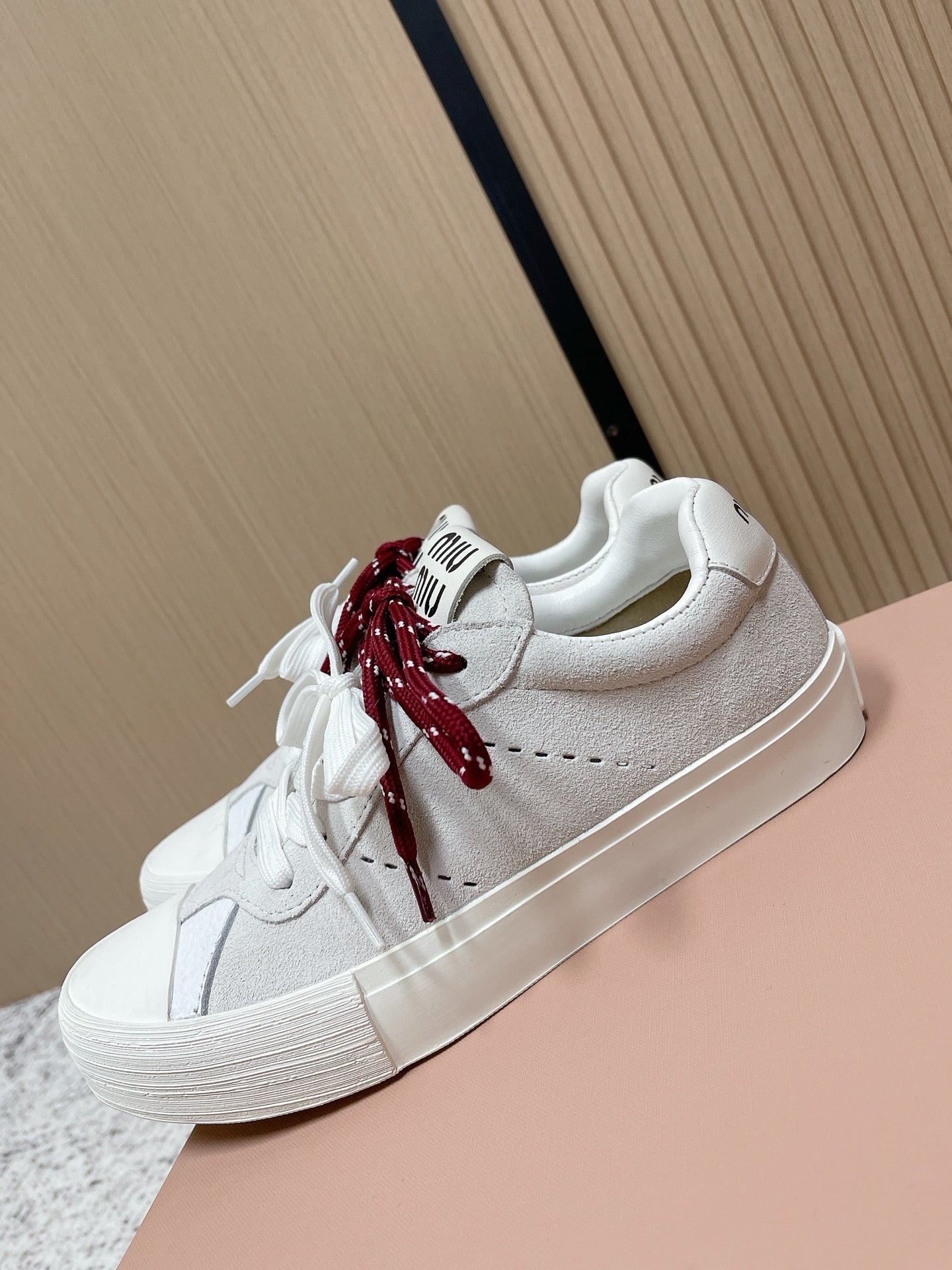 Miu Miu Plume Sneakers White Red Yellow Suede Cowhite 533983