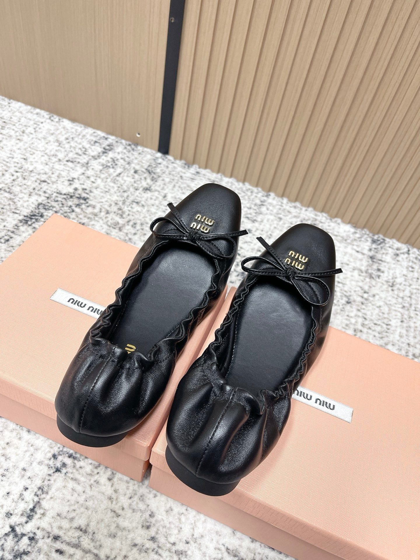 Miu Mary Jane Flat Black Sheepskin 591572