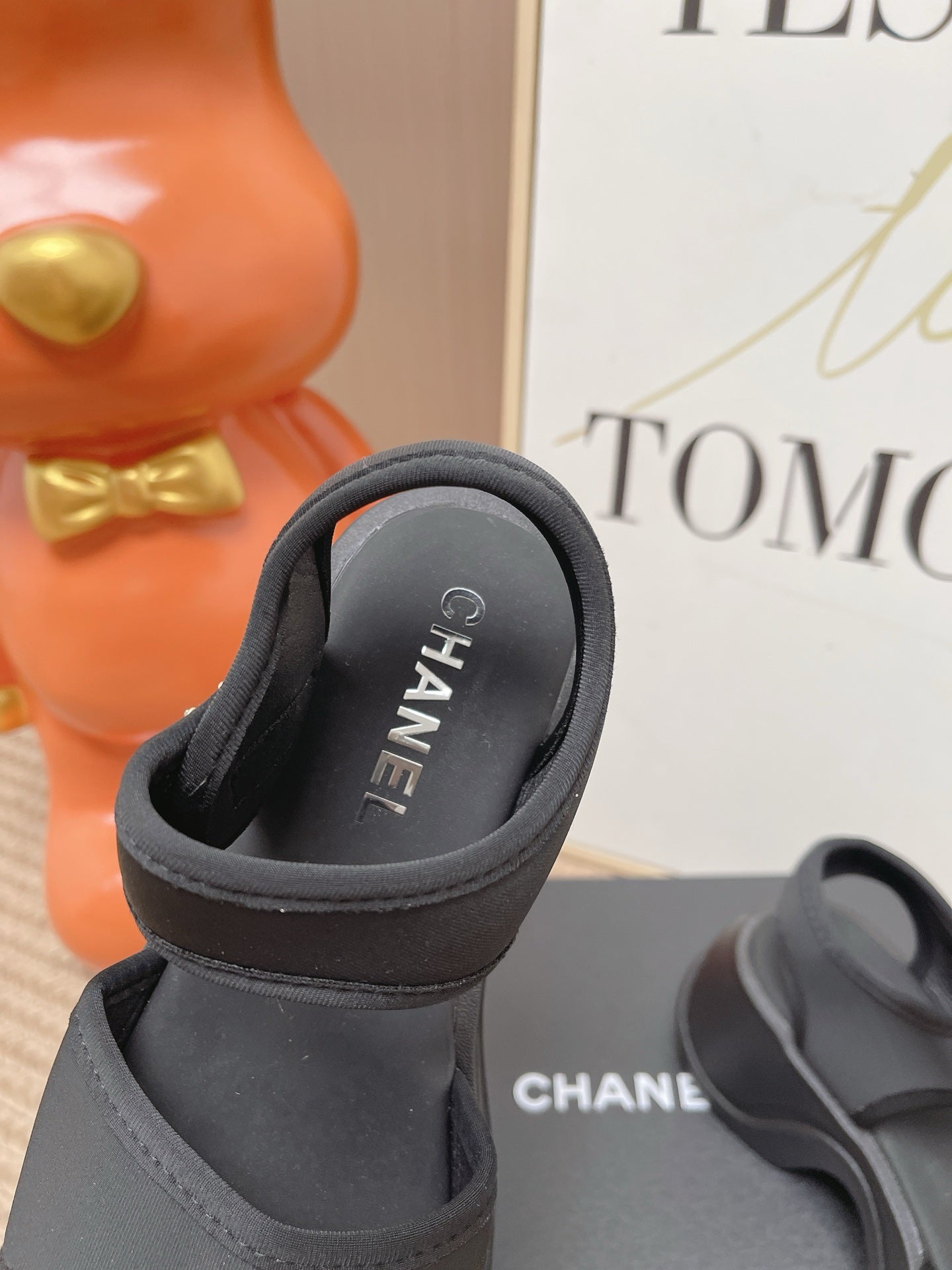 CC 26s Platform Sandals Black Satin Rubber 901300