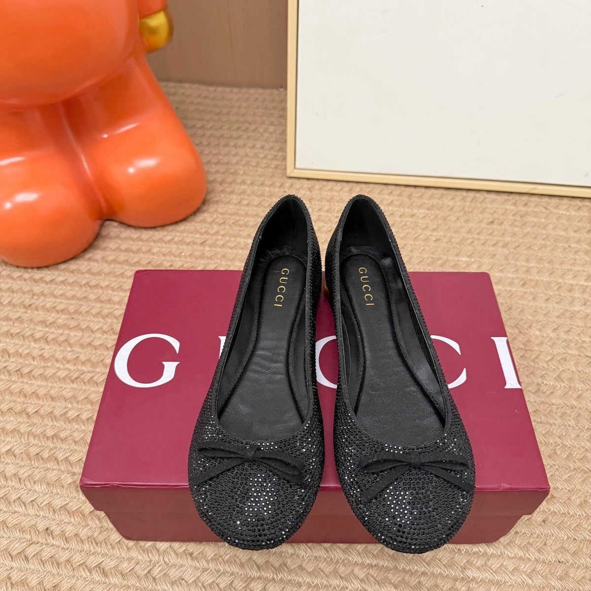 GG 26s Horsebit Ballet Flats Black Canvas 191832