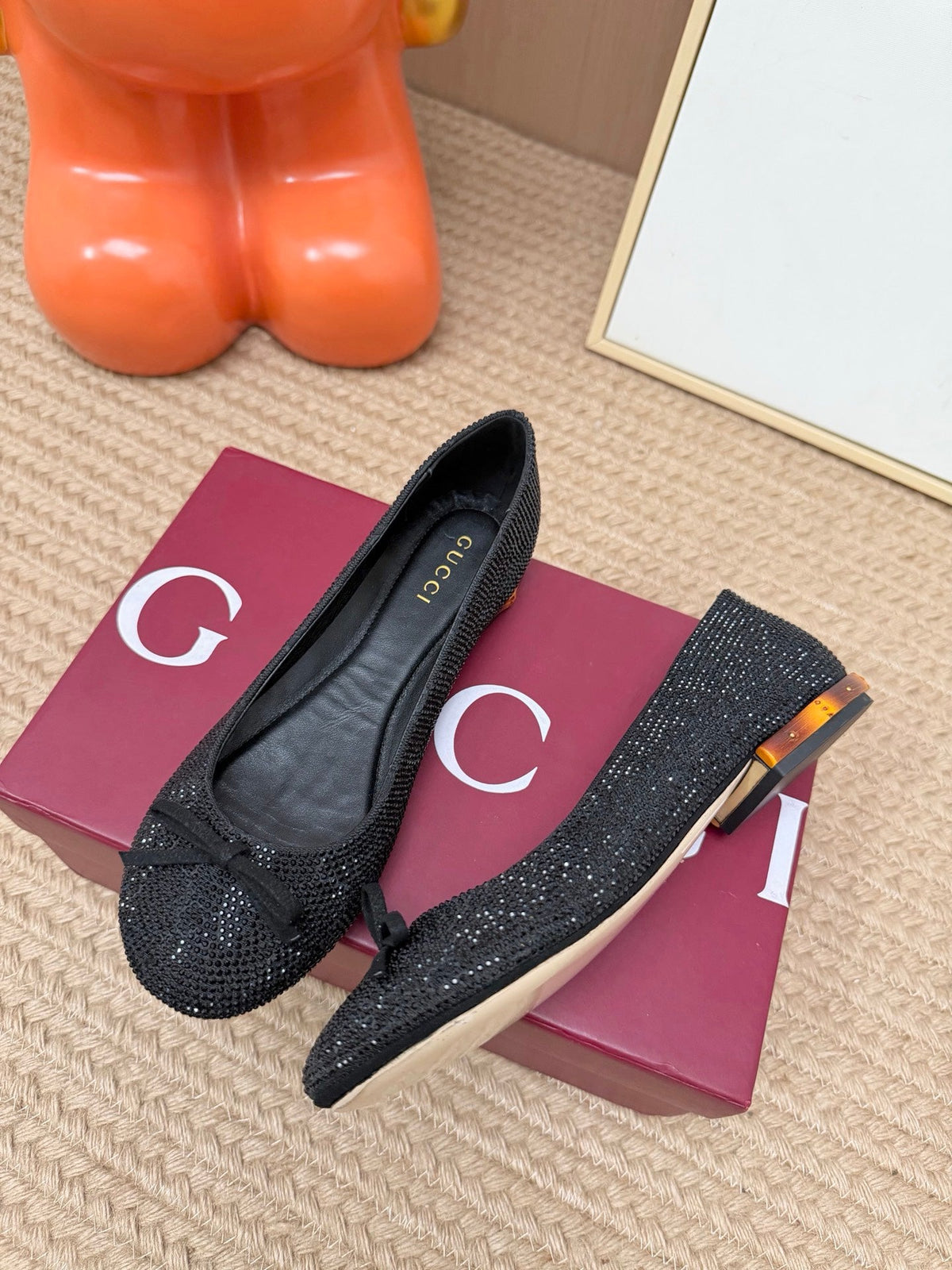 GG 26s Horsebit Ballet Flats Black Canvas 191832
