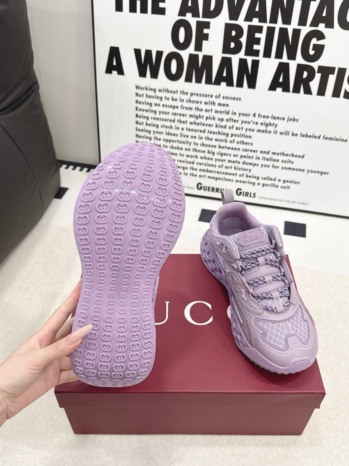 GG 26s Cubo Sneakers Purple Mesh Fabric 191864