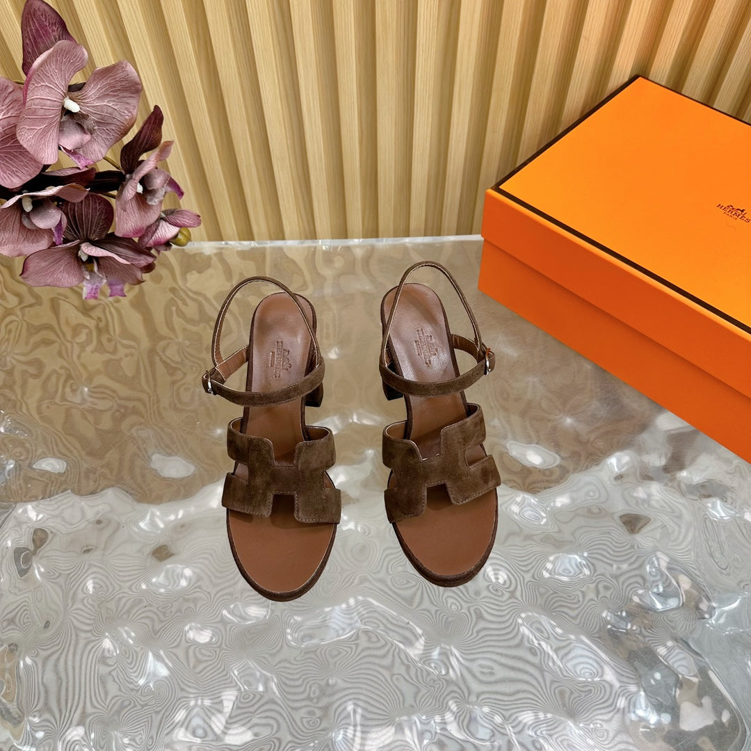 HM Jazz 90 Sandal In Walnut Brown Suede