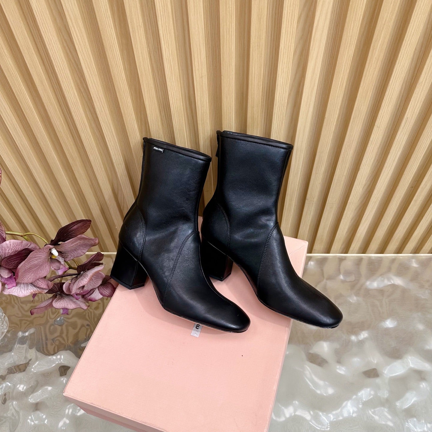Miu Booties Black Nappa Leather 498180