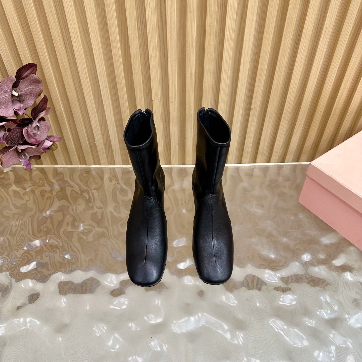 Miu Booties Black Nappa Leather 498180