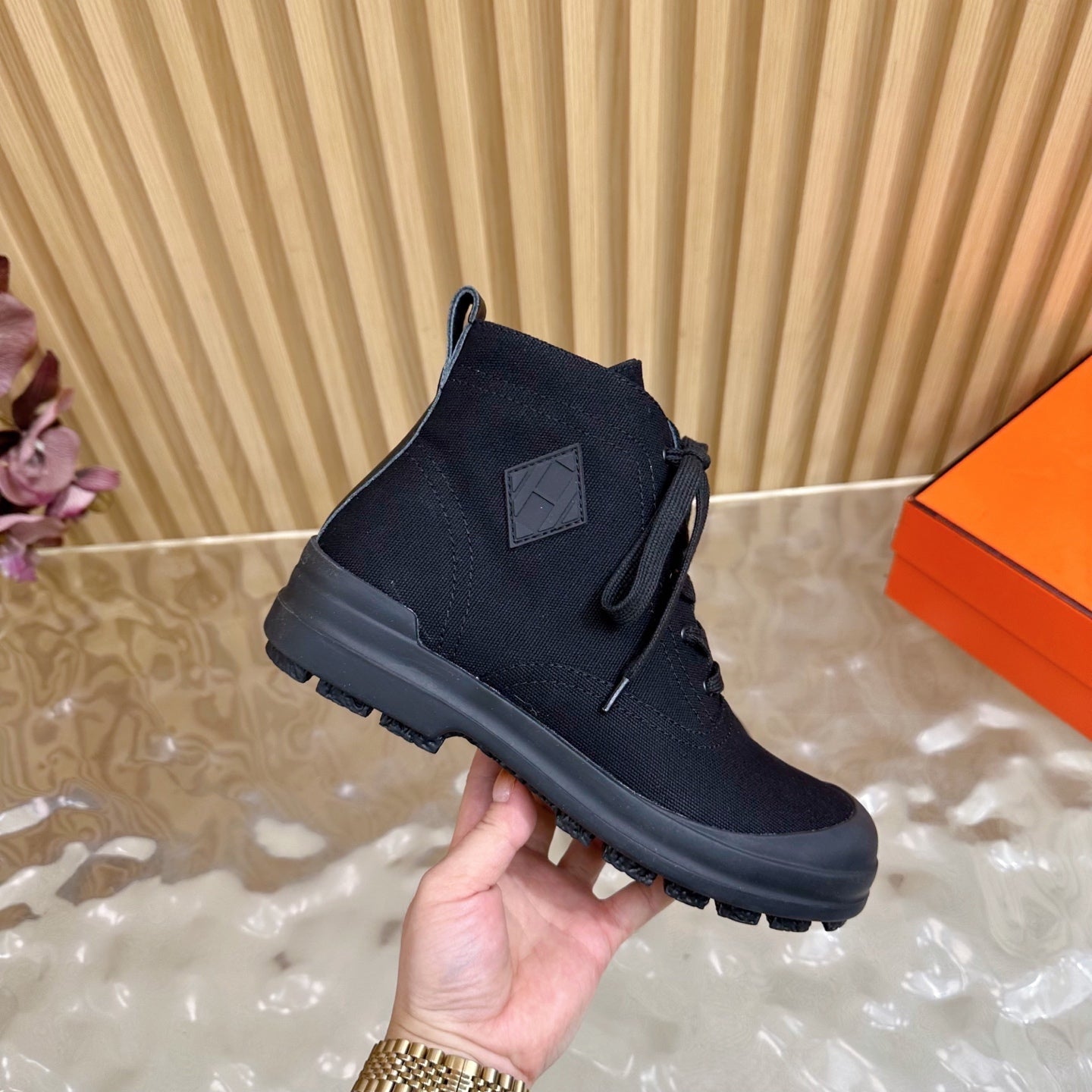 HM Kooler Ankle Boot Dark Navy Blue Canvas 498193