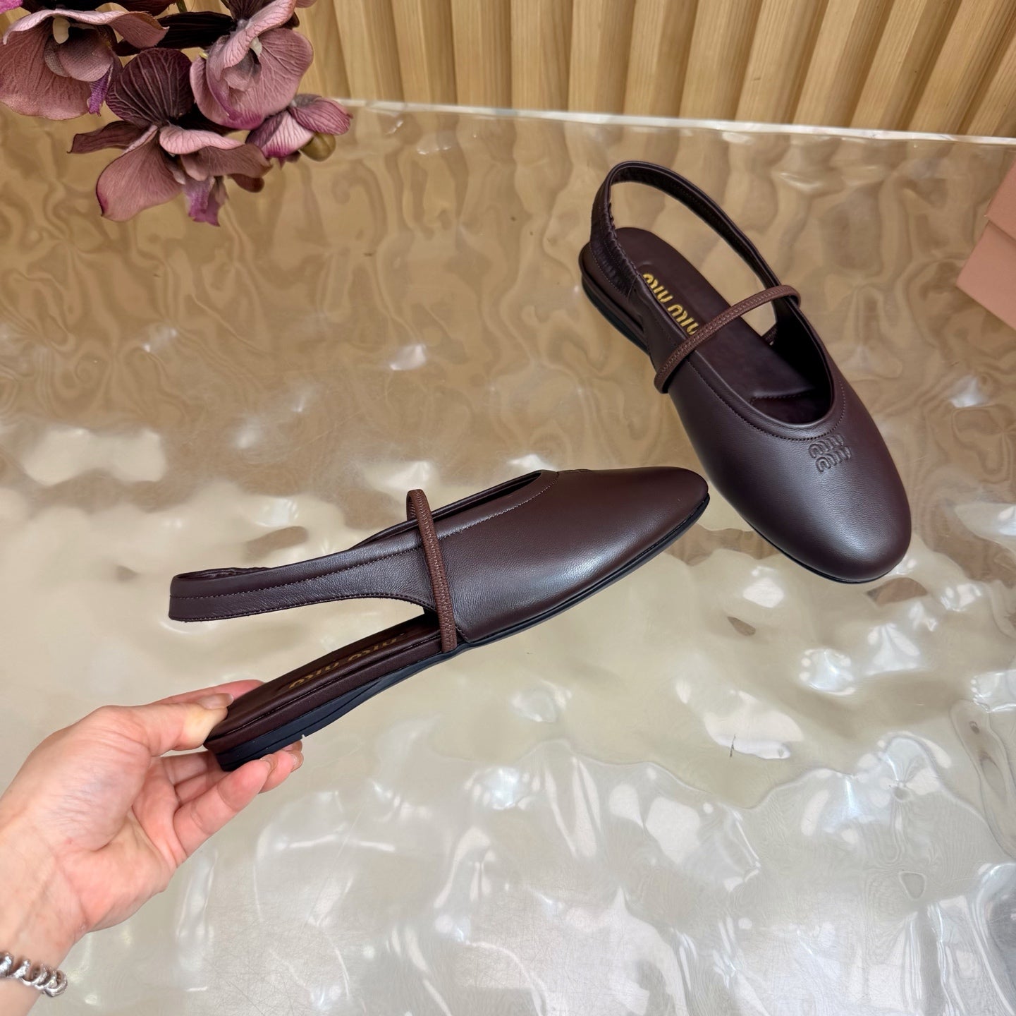 Miu 26s Slingback Ballerinas Deep Burugndy Lambskin 933413