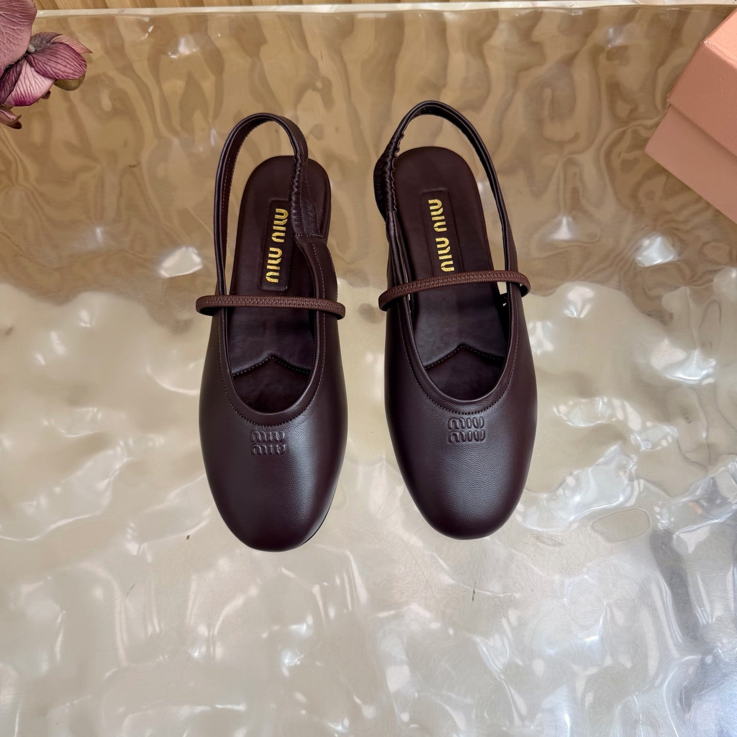 Miu 26s Slingback Ballerinas Deep Burugndy Lambskin 933413