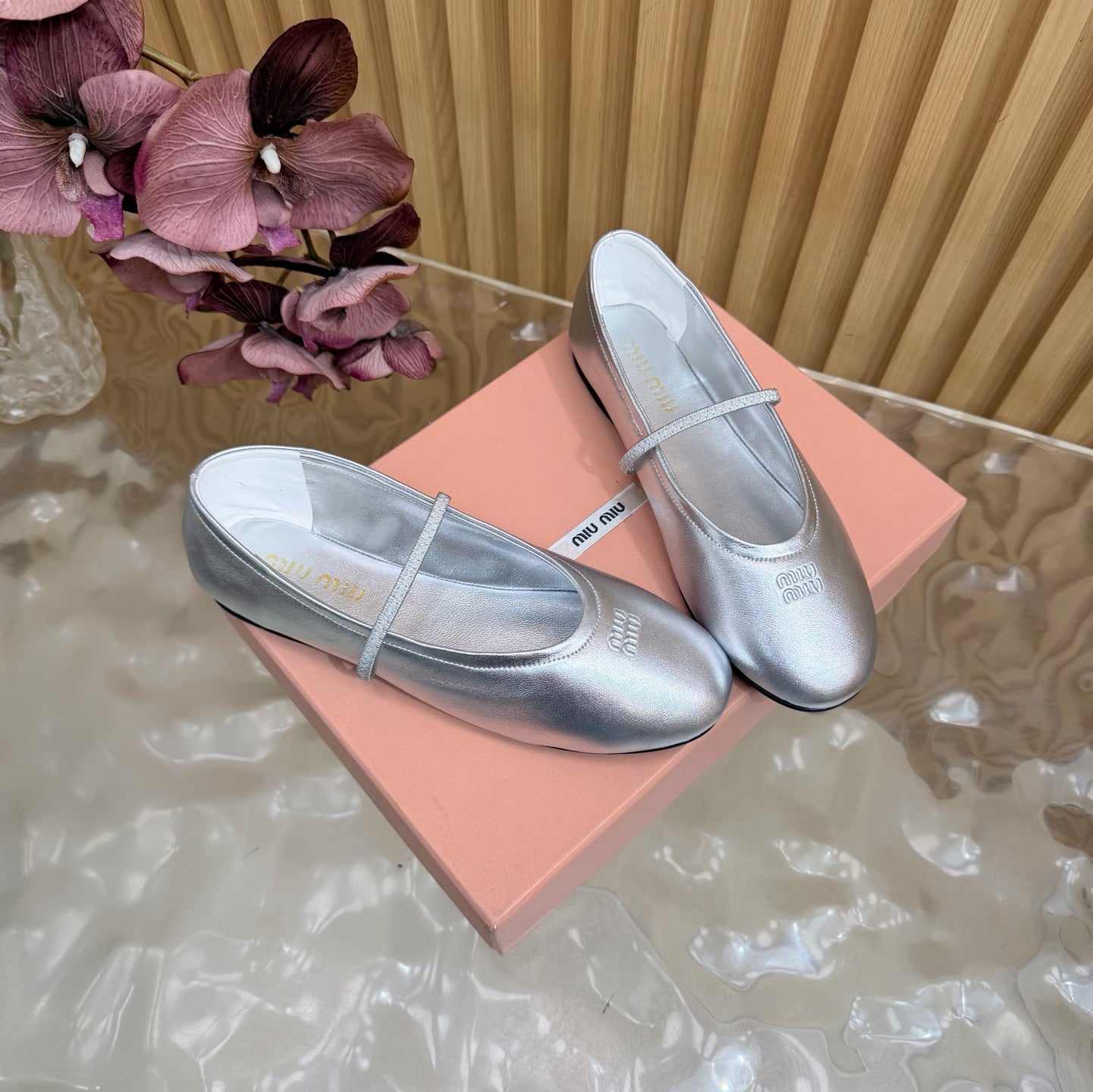 Miu 26s Ballerinas Sliver Lambskin 933416