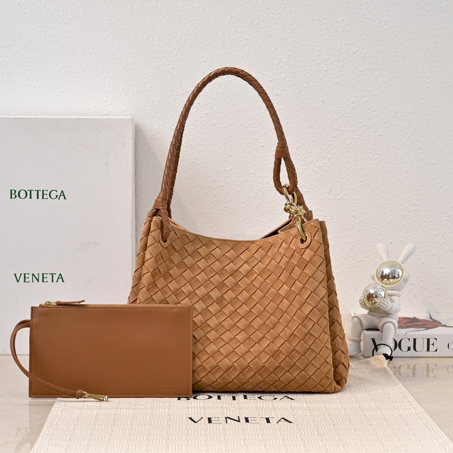 BV 26s Parachute Bag Brown Intrecciato Suede 291415