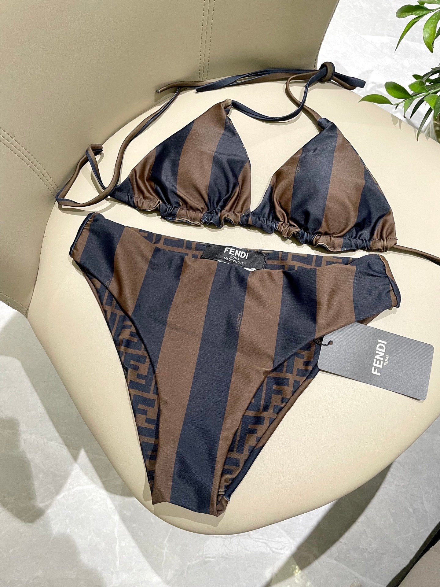 Fendi Swimsuit Brown Black Cotton 180518