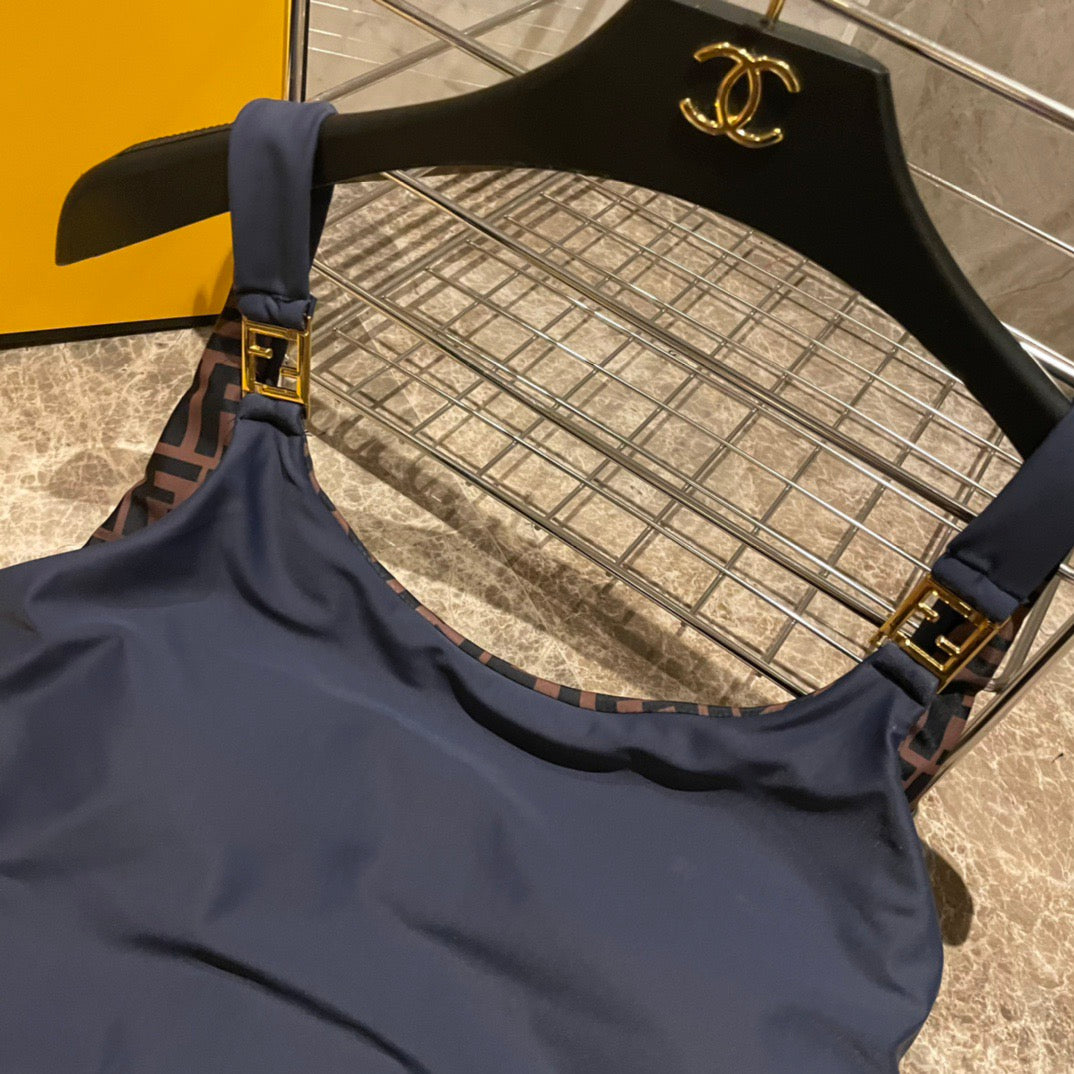 Fendi Swimsuit Navy Blue Cotton 180519
