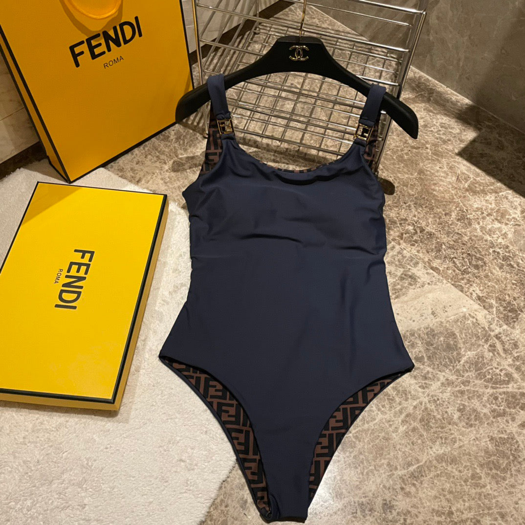 Fendi Swimsuit Navy Blue Cotton 180519
