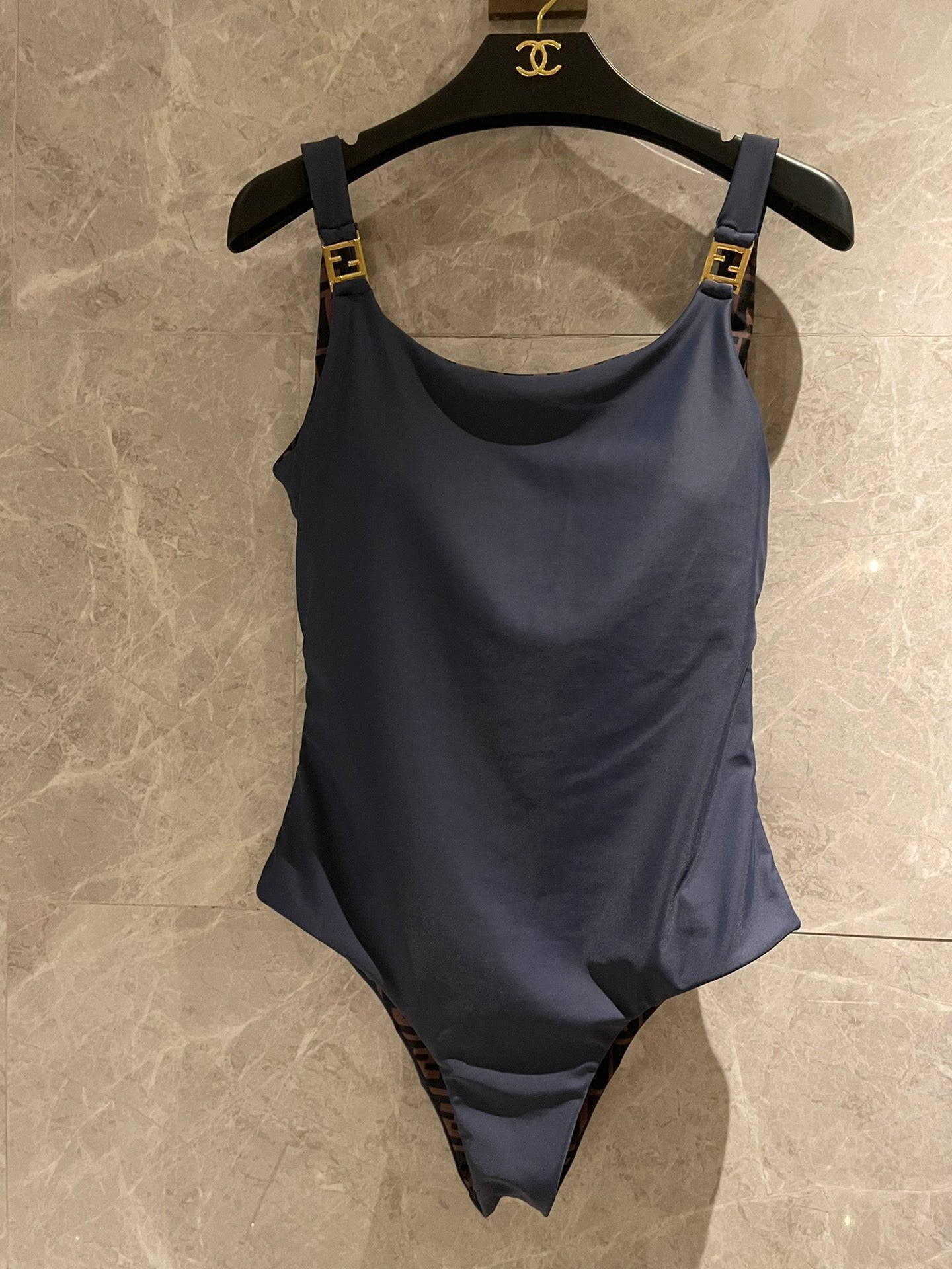 Fendi Swimsuit Navy Blue Cotton 180519