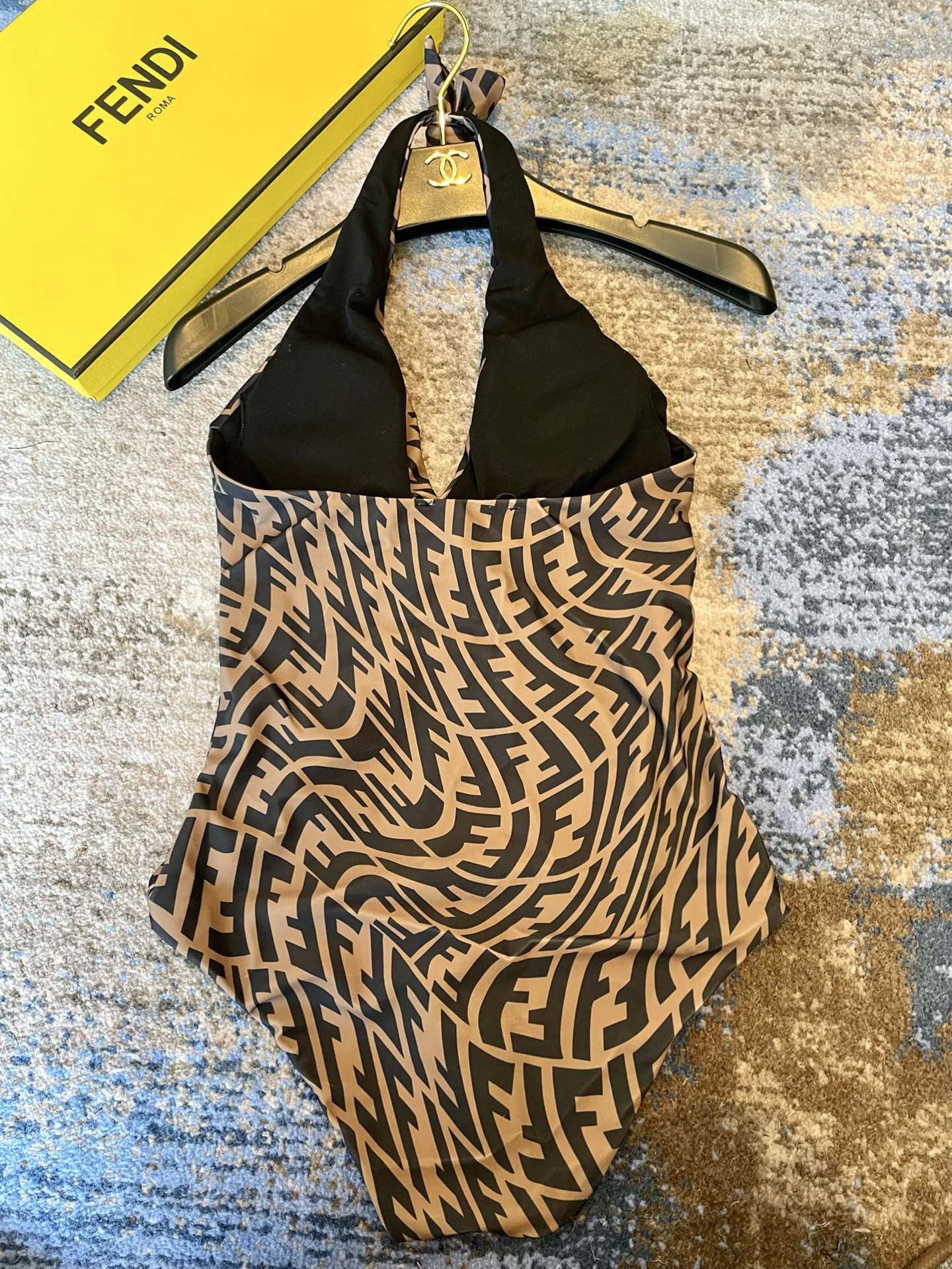Fendi Reversible Swimsuit Black Brown Cotton 180520