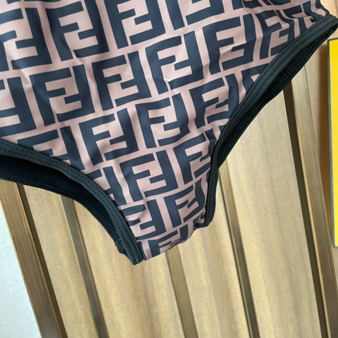 Fendi Reversible One-Piece Swimsuit Black Brown Cotton 180521