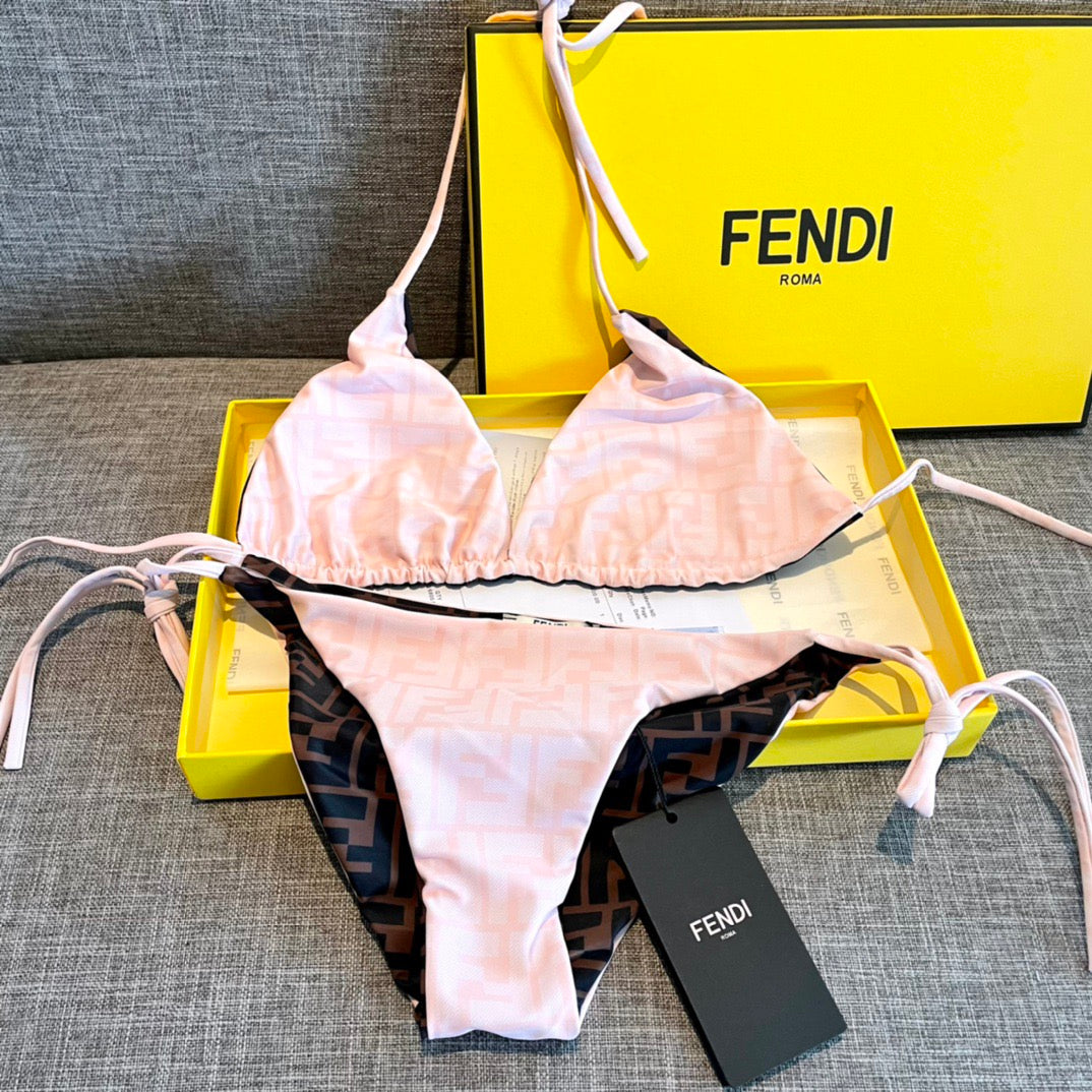 Fendi Swimsuits Pink Beige Cotton 180523
