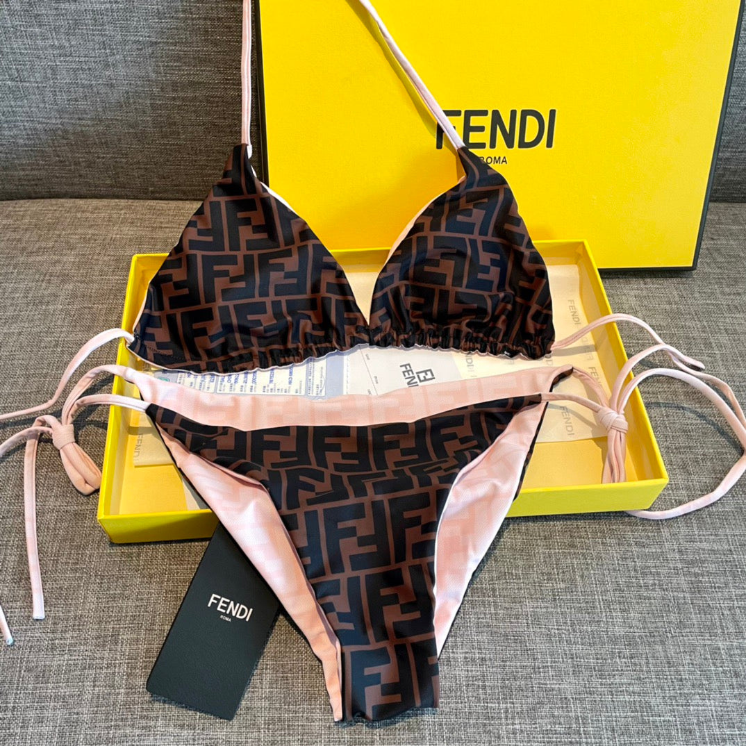 Fendi Swimsuits Pink Beige Cotton 180523