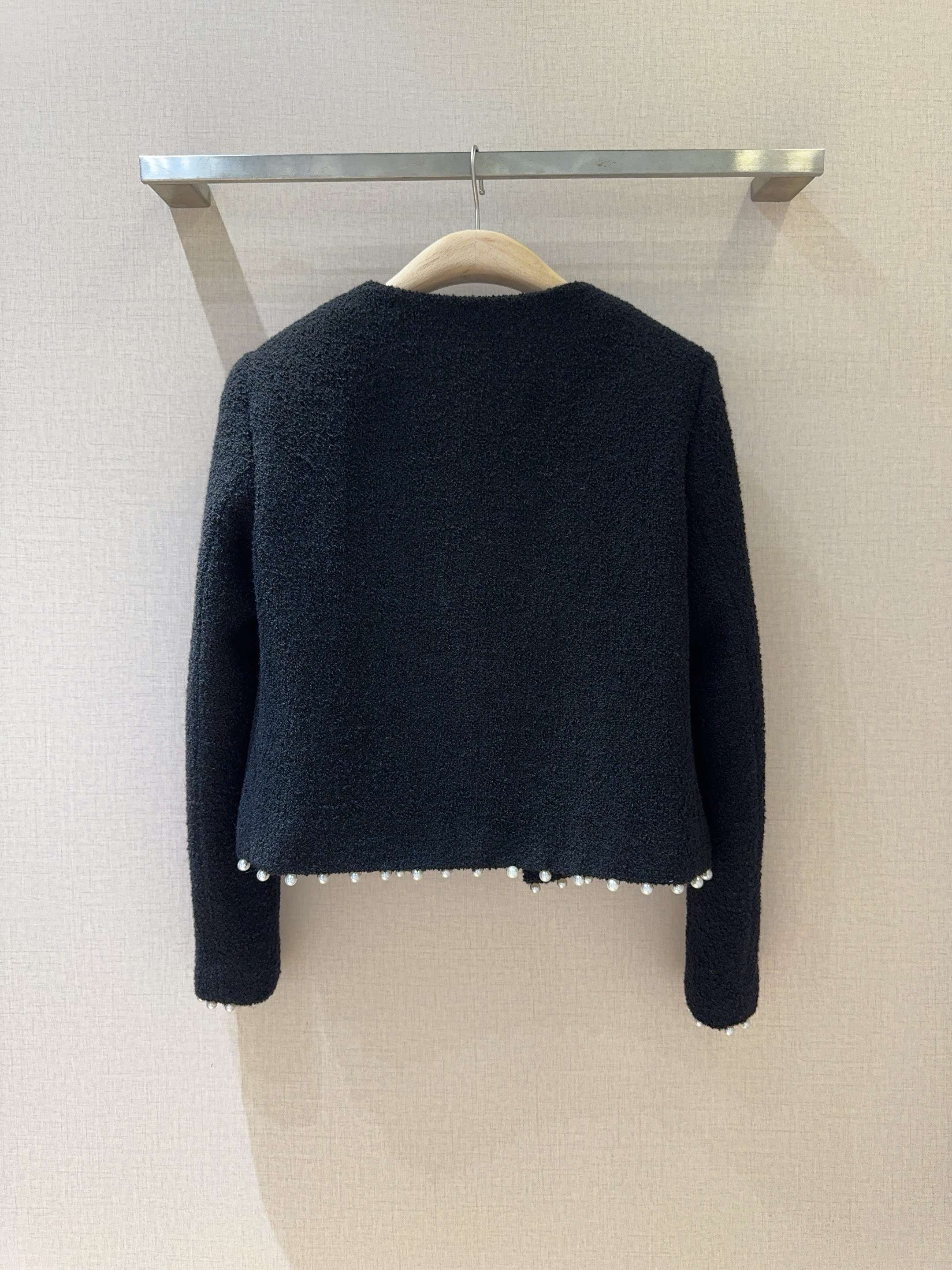 YSL 26s Cropped Jacket Navy Blue Tweed 413215