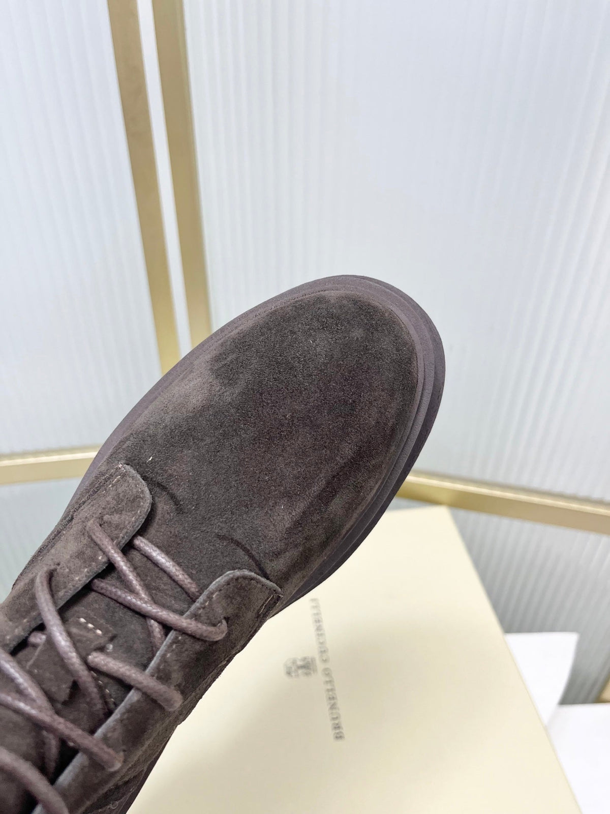Brunello 26s Suede Boots 4cm Dark Brown Grey 187942