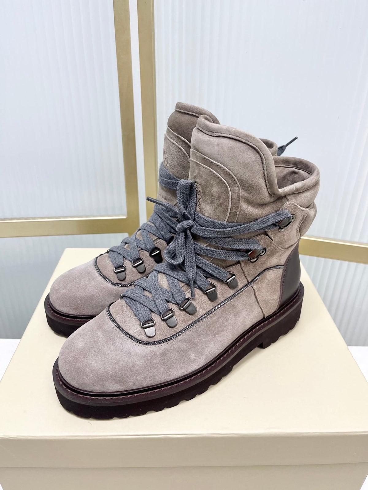 Brunello 26s Boots 4cm Grey Suede 187954