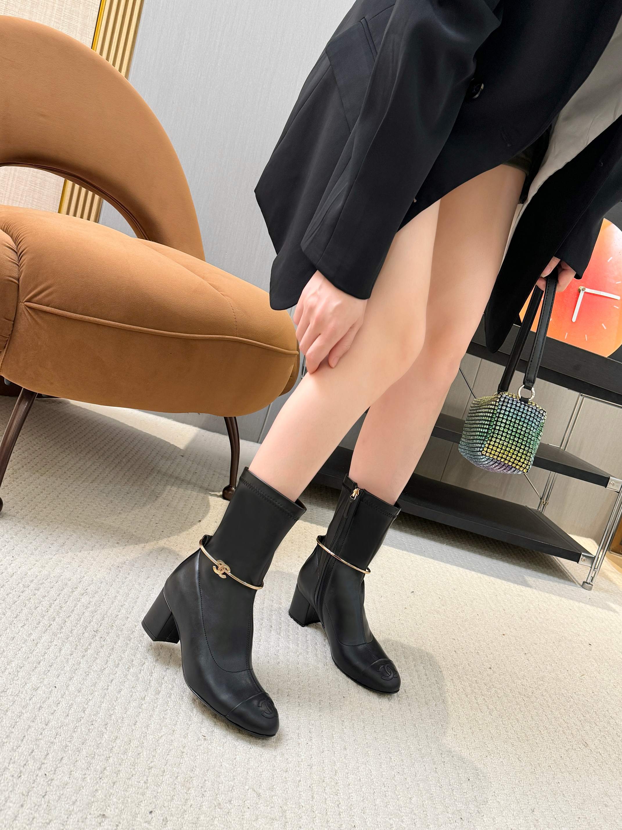 CC Cruise 25/26 Ankle Boot 6cm Black Calfskin 924512