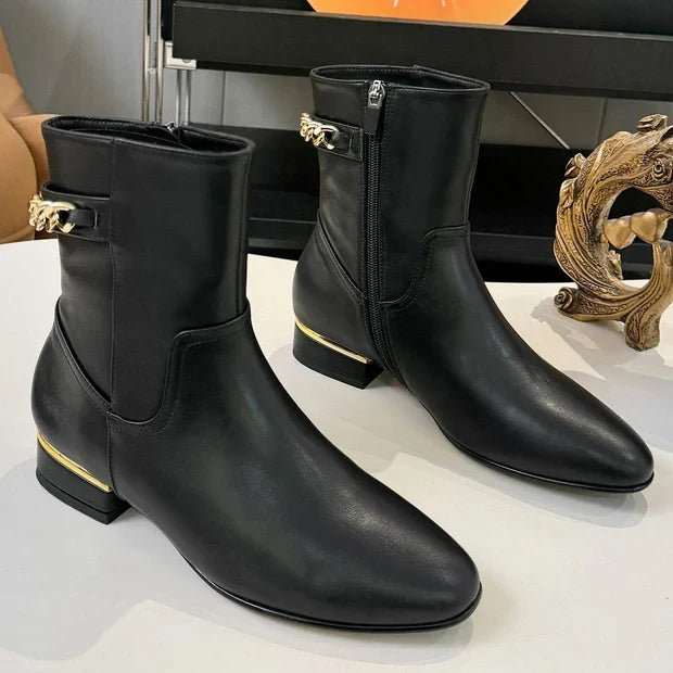 Chanel 2026 Chain Ankle Boots Black Leather 985728