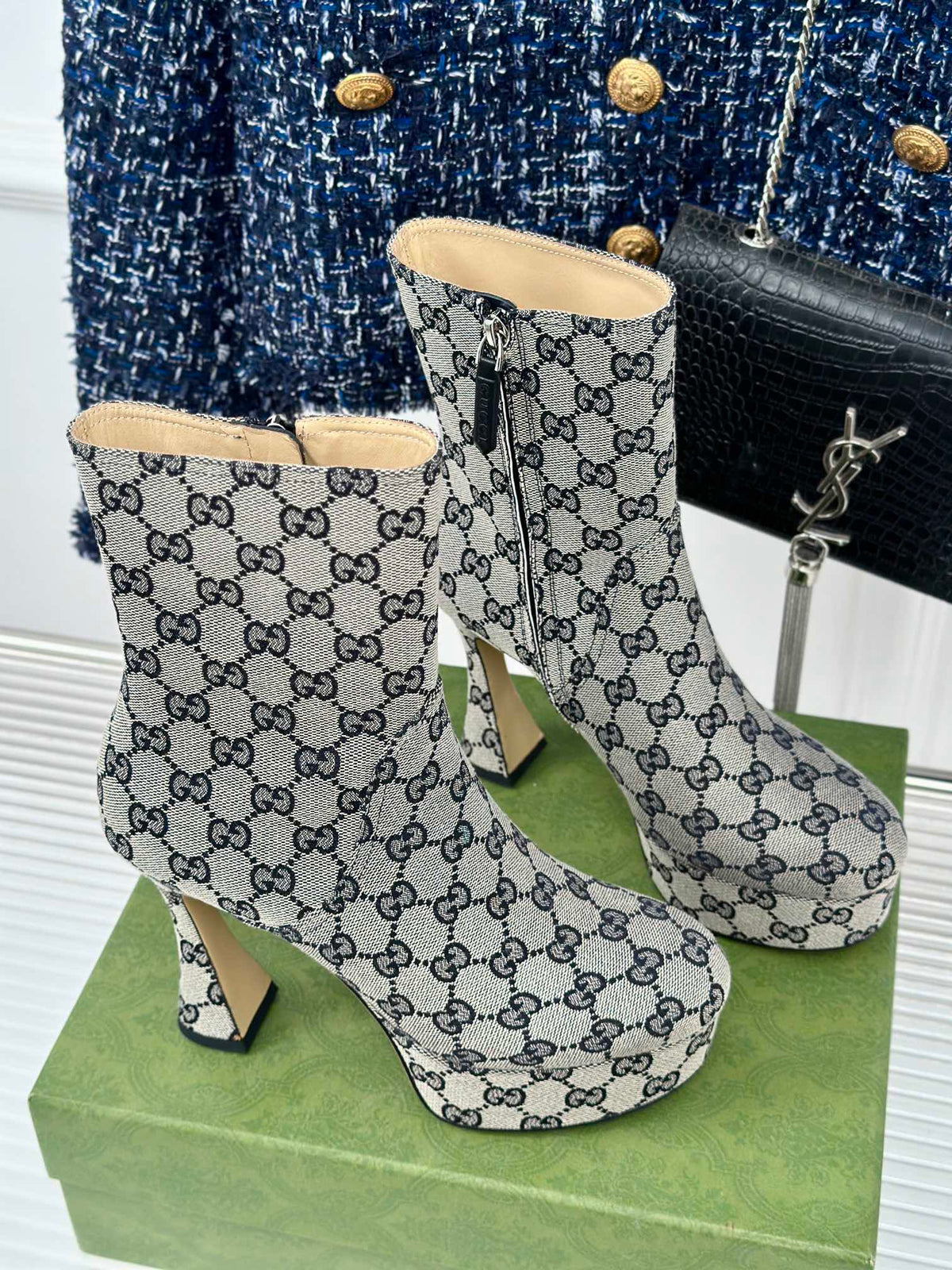 GG 26s Platform Ankle Boots 11.5cm Canvas 174671