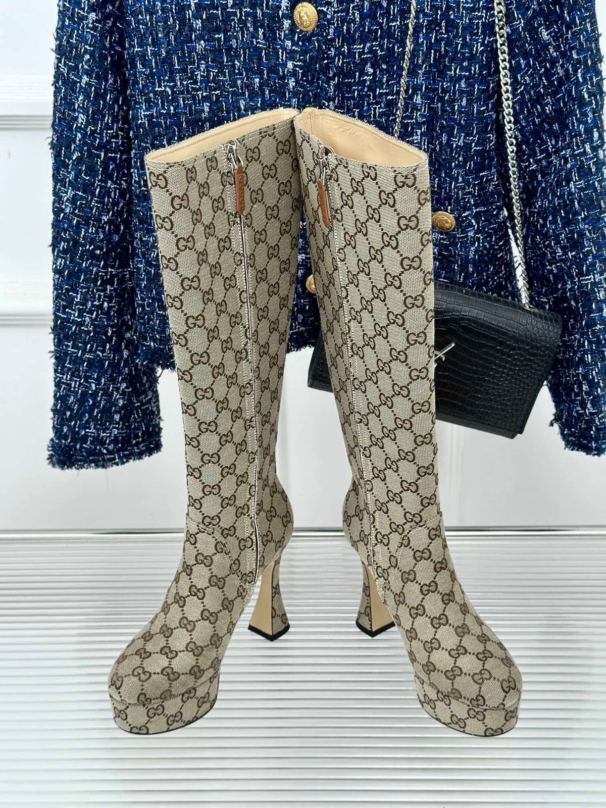 GG 26s Platform High Boots 11.5cm Canvas 174673