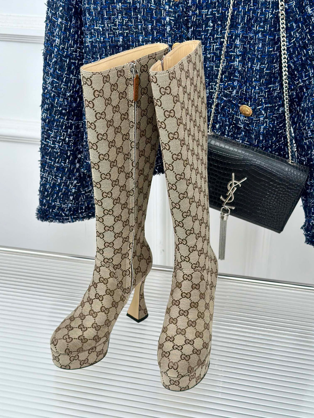 GG 26s Platform High Boots 11.5cm Canvas 174673