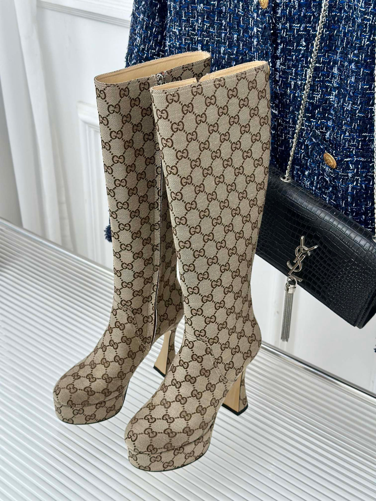 GG 26s Platform High Boots 11.5cm Canvas 174673
