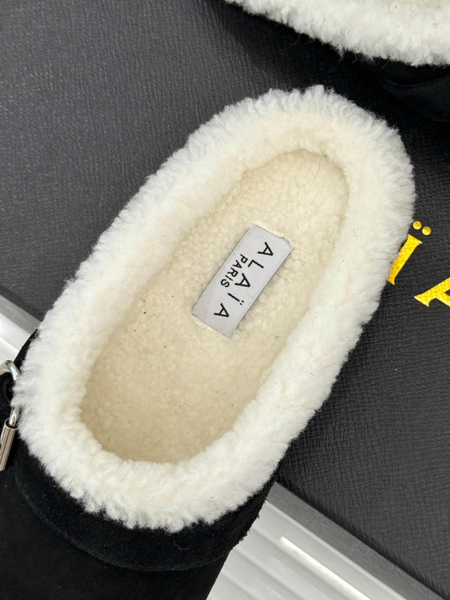 Alaia 25WF slippers belt buckle black suede wool 472226