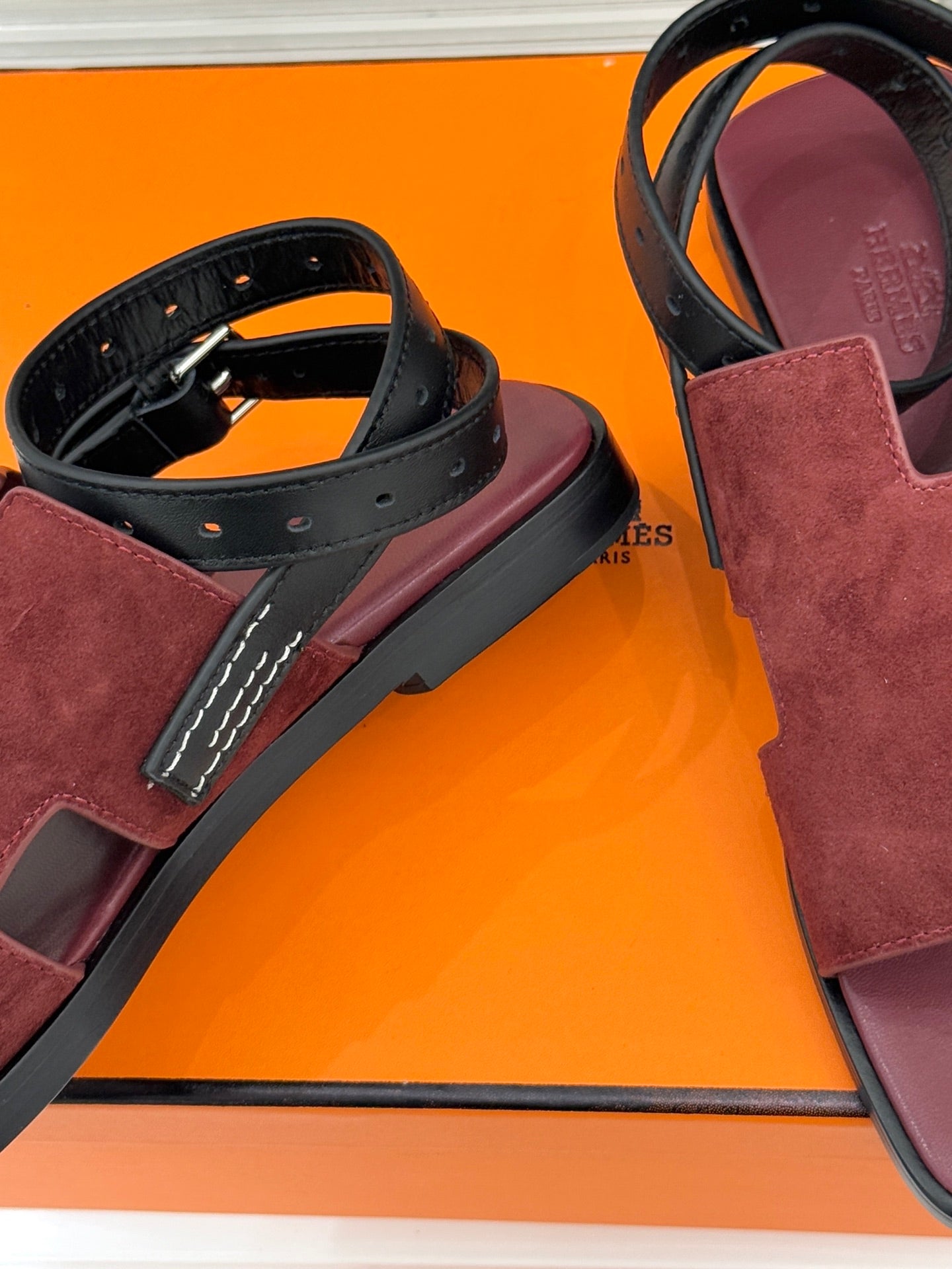 HM Maya Sandal Burgundy Suede Leather 642797