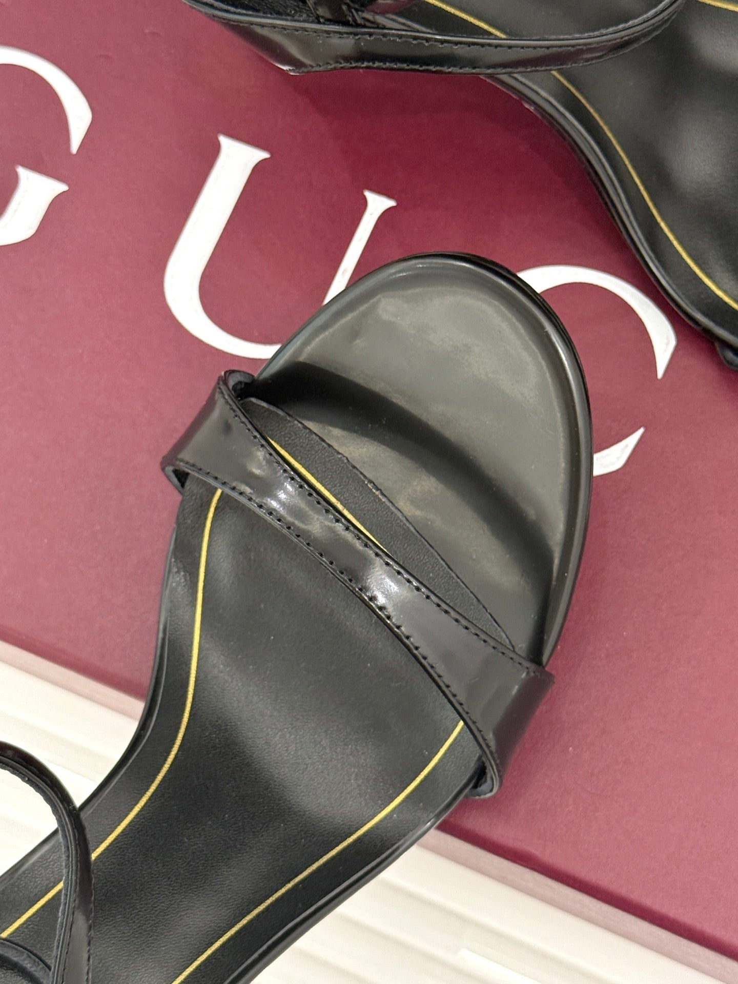 GG Castello Sandals 7.5cm Black Leather 886486