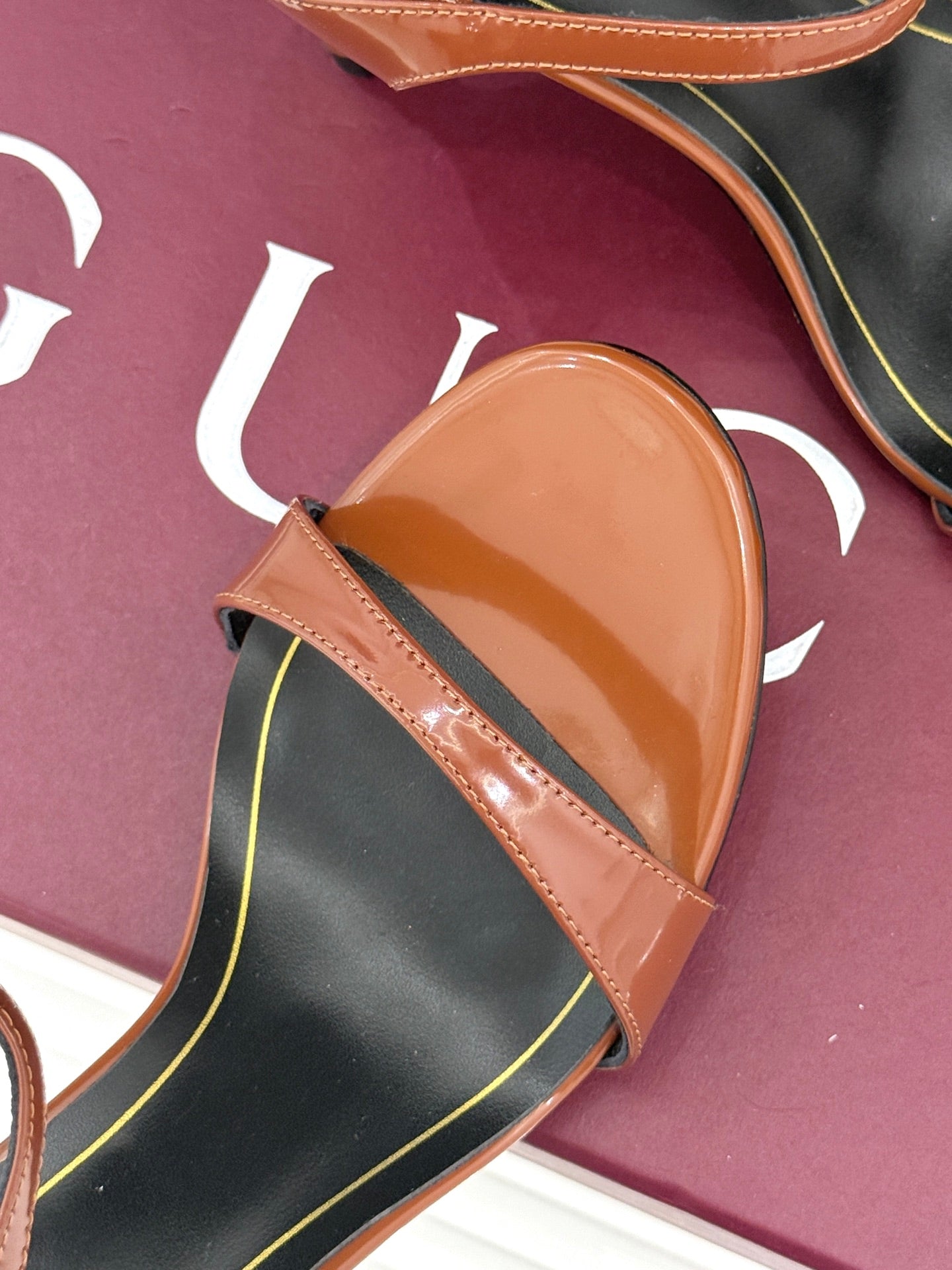 GG Castello Sandals 7.5cm Brown Leather 886485