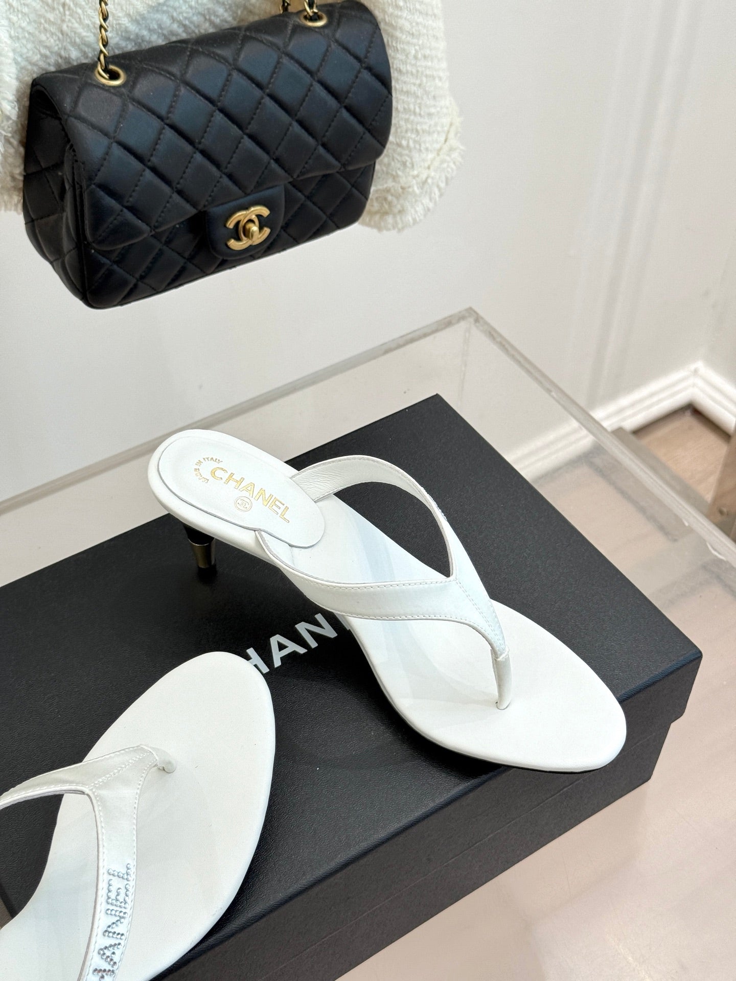 CC 2026 Thong Sandal 5.5cm White Satin 825793
