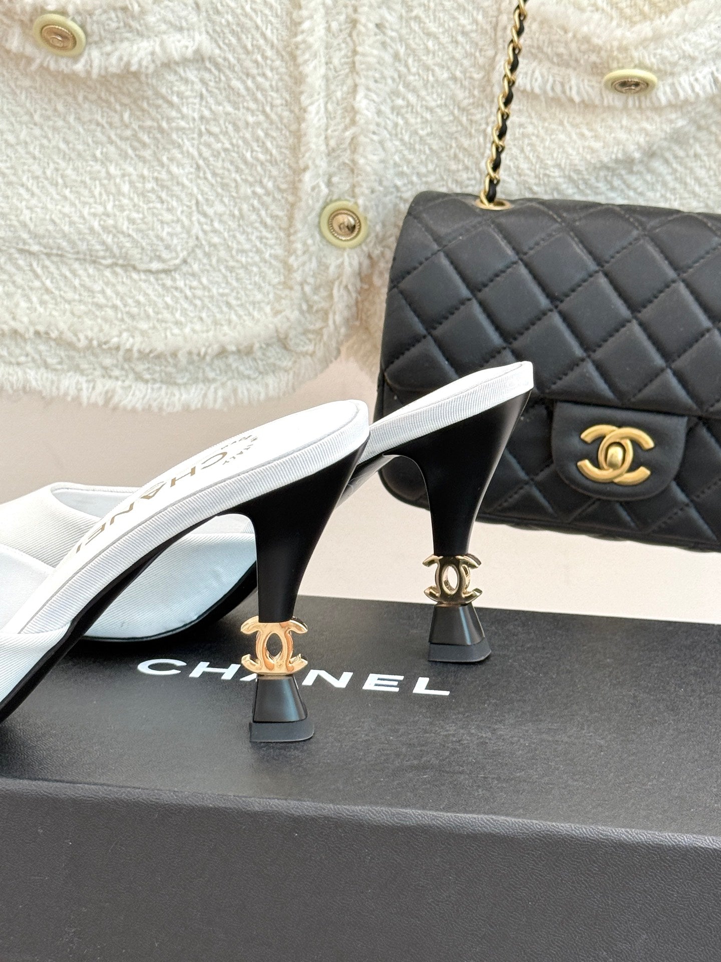 CC 26s Open-Toe Mule Sandals White Satin 936842