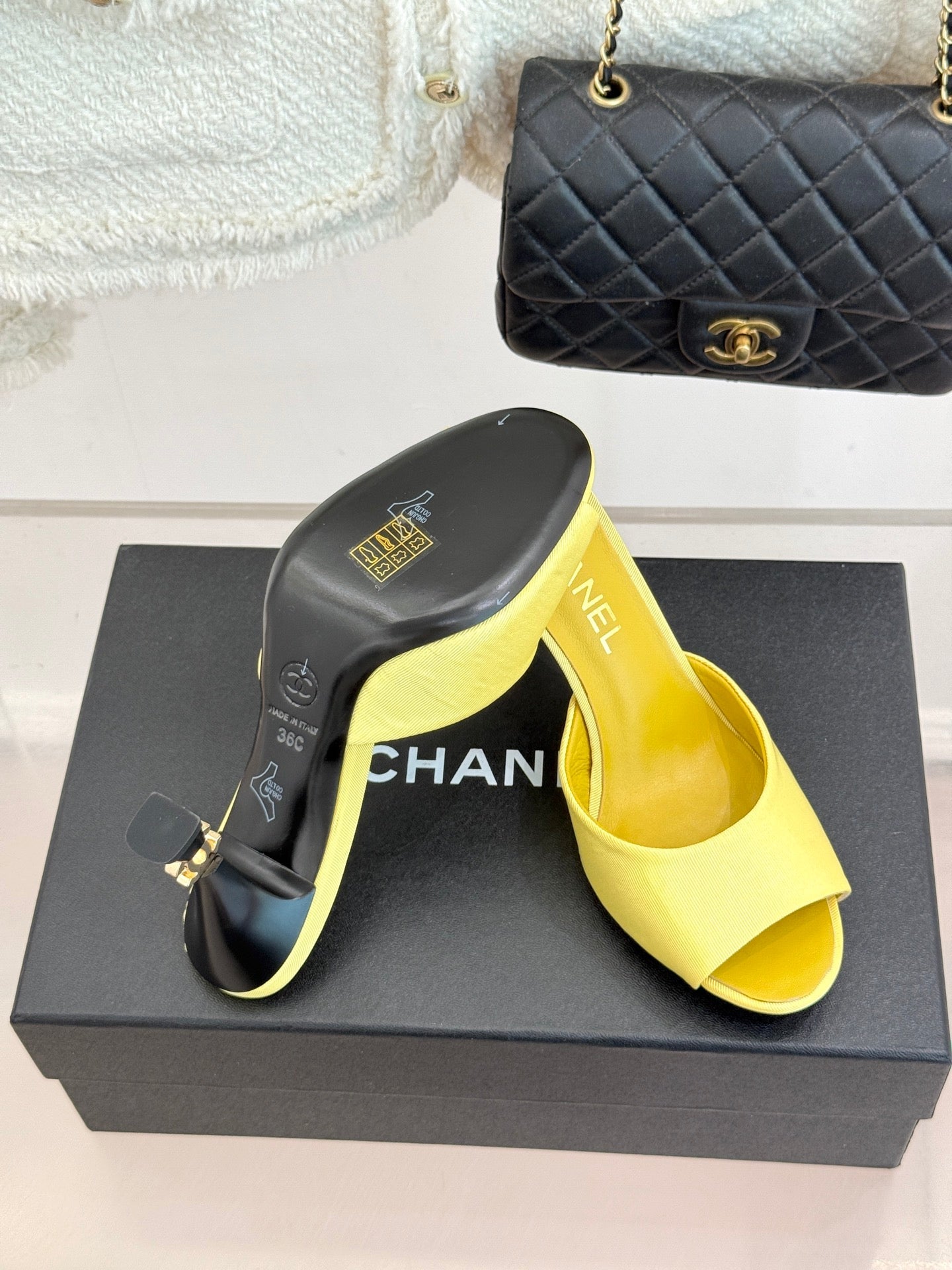 CC 26s Open-Toe Mule Sandals Yellow Satin 936843