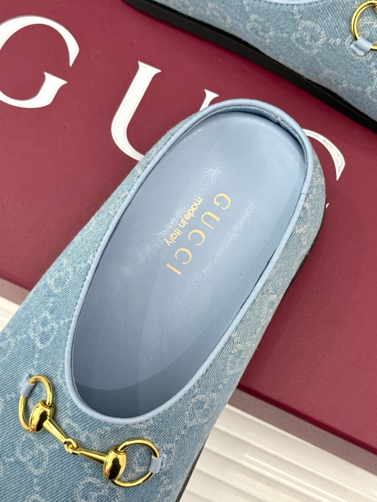 GG Mule With Horsebit Blue Canvas 905745