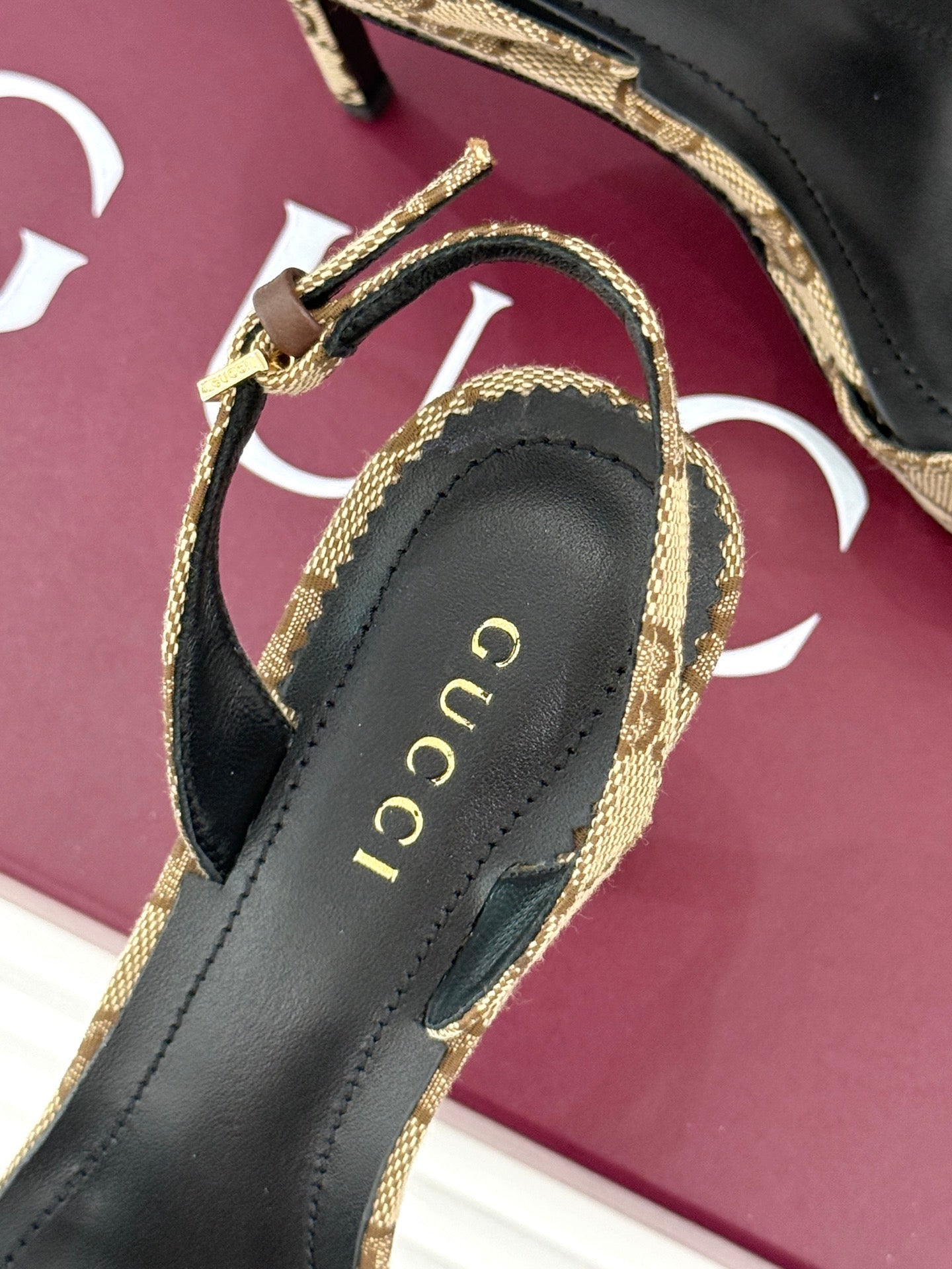 GG 26s Donna Platform Sandal 12cm Beige Canvas 991724