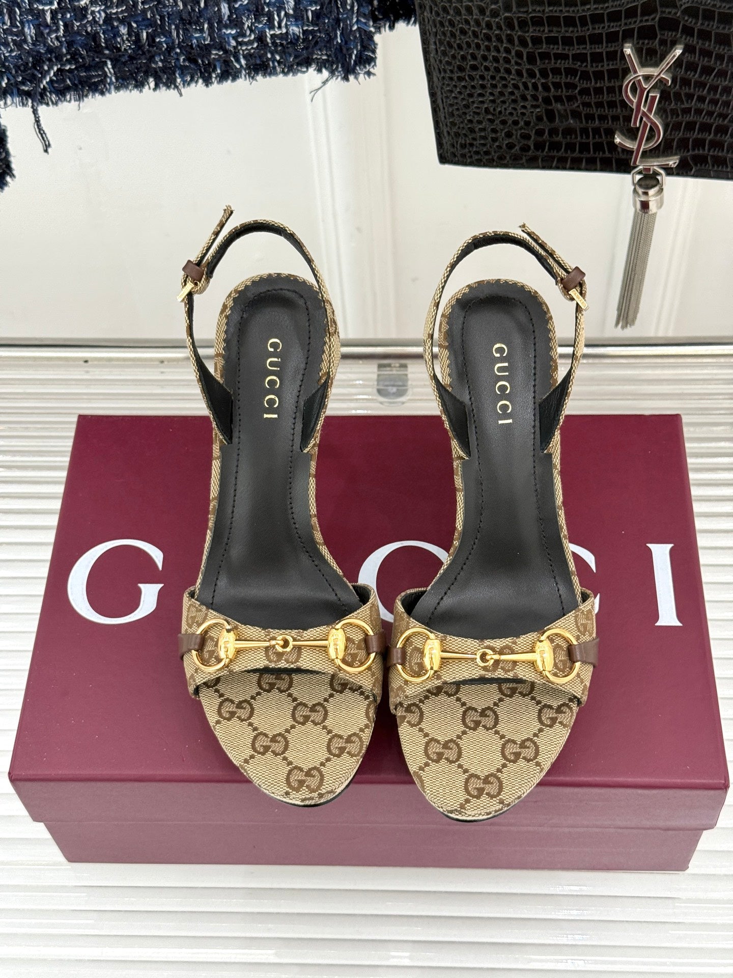 GG 26s Donna Platform Sandal 12cm Beige Canvas 991724