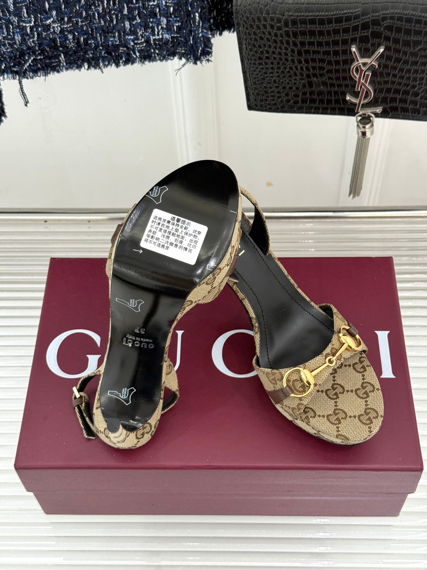 GG 26s Donna Platform Sandal 12cm Beige Canvas 991724