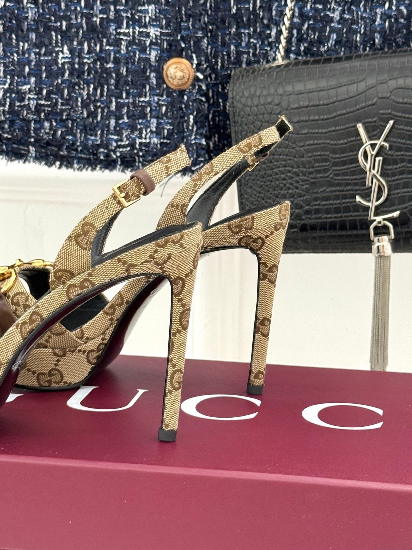 GG 26s Donna Platform Sandal 12cm Beige Canvas 991724
