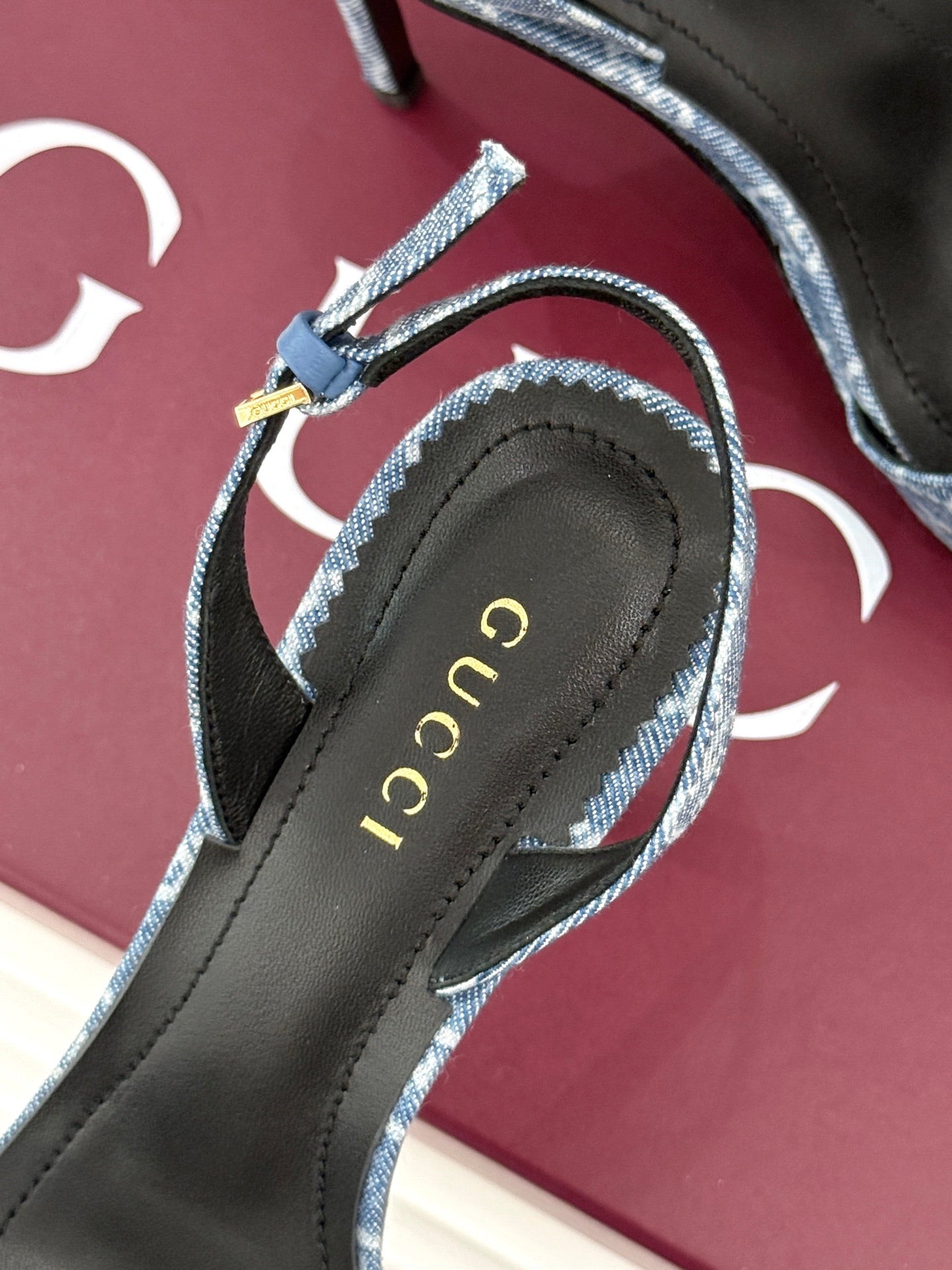 GG 26s Donna Platform Sandal 12cm Blue Canvas 991725
